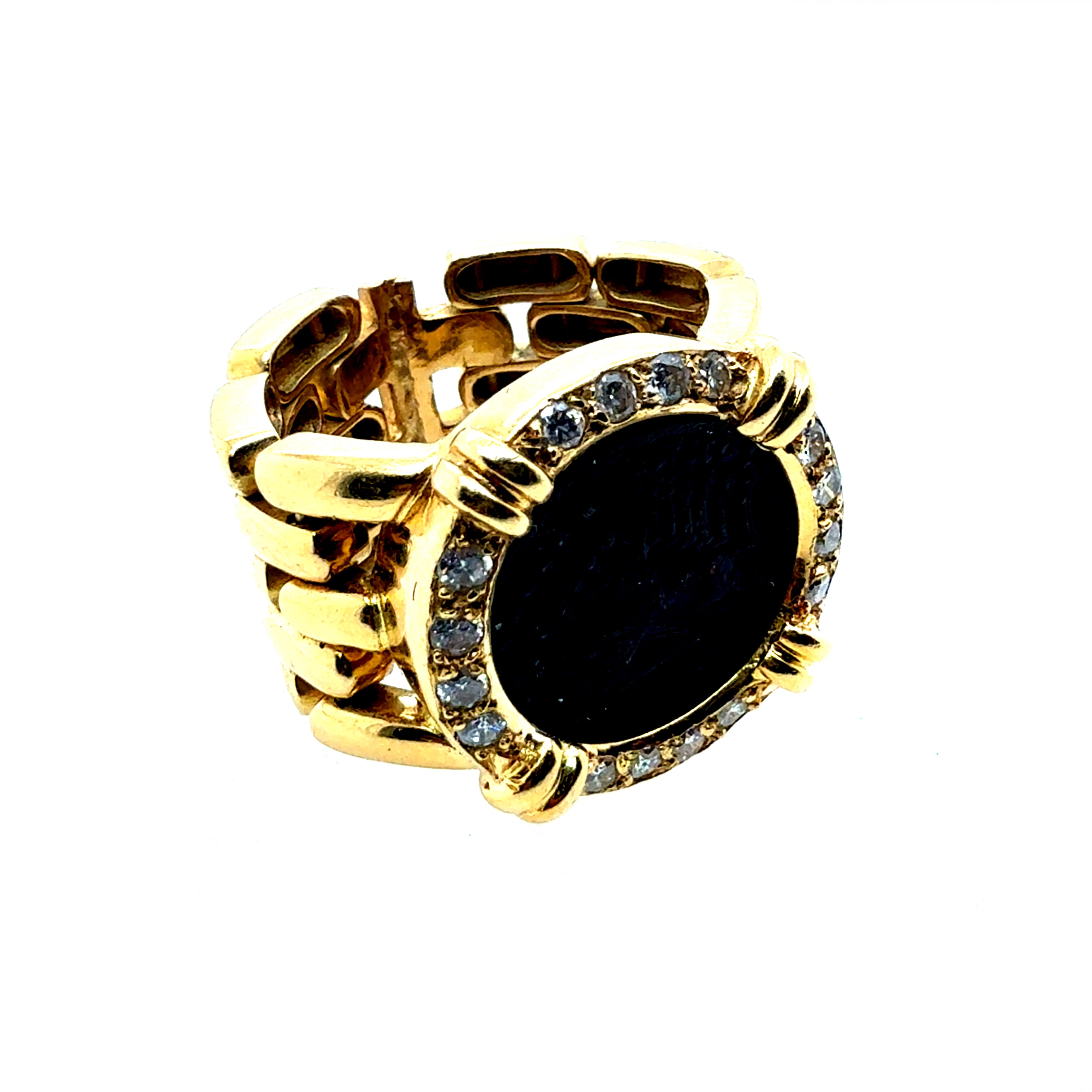 Retro Gold 0.5 Carat Natural Diamond & Ancient Coin Flexible Statement Ring
