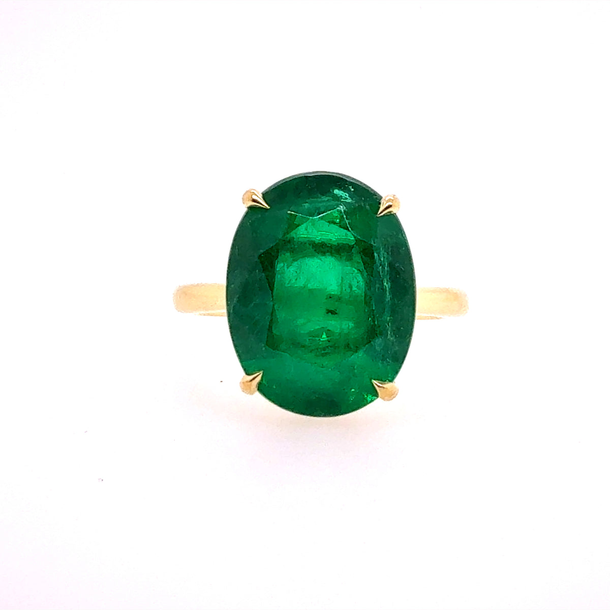 Modern Gold GIA Certified 6.53 Carat Natural Oval Zambian Green Emerald Ring