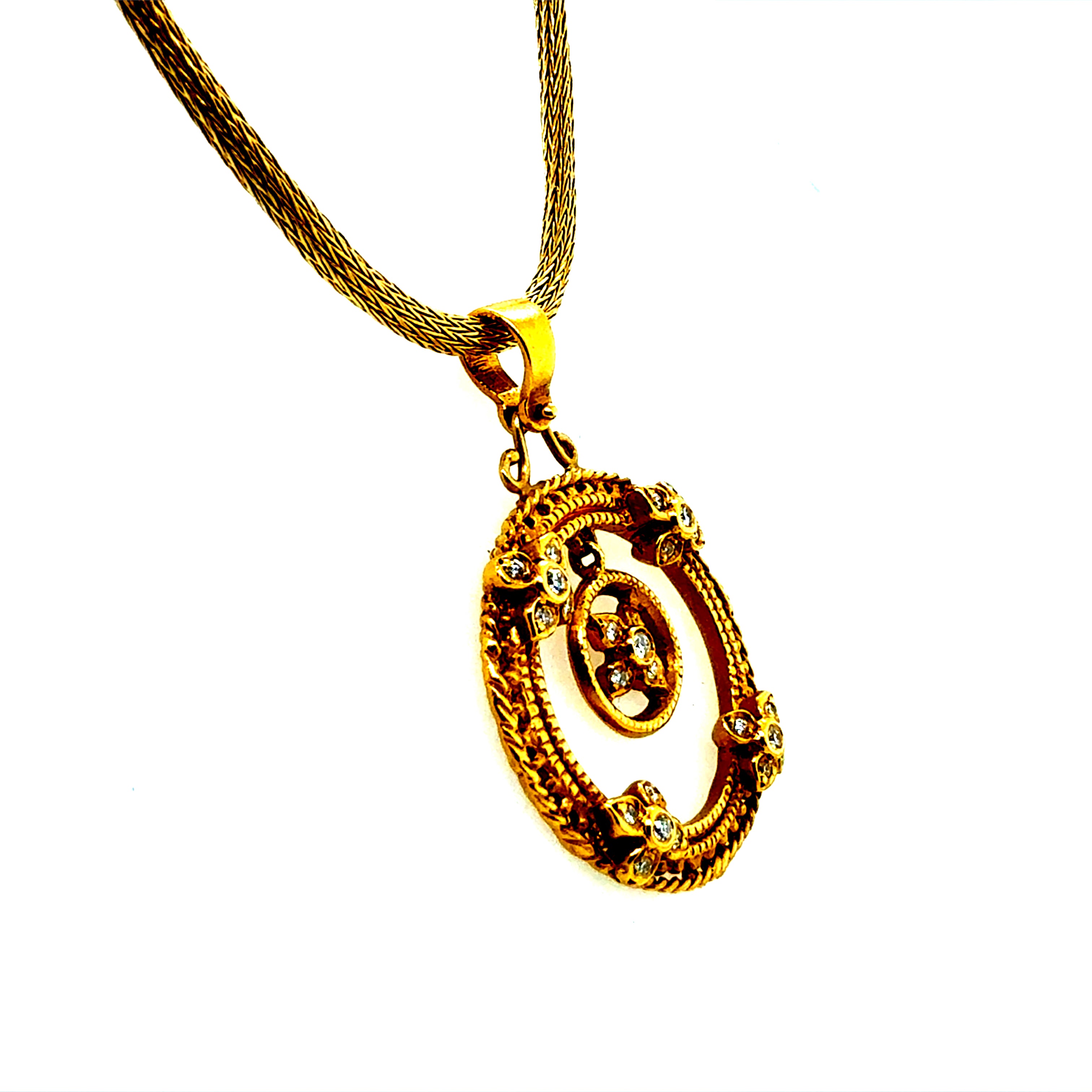Retro 22K Yellow Gold 0.45 Carat Natural Diamond Statement Pendant Circa 1990
