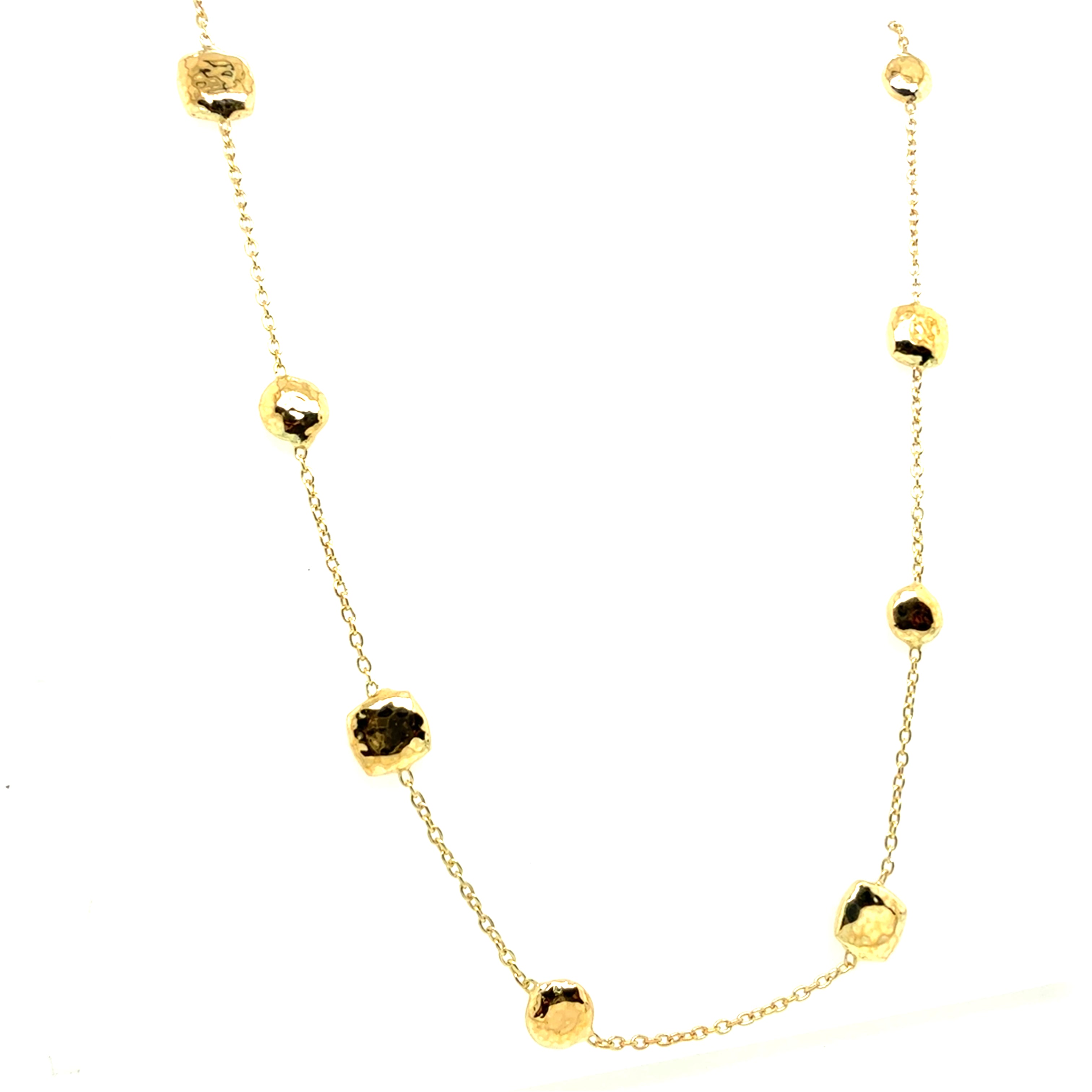 Original Ippolita Classico Yellow Gold Hammered Pinball Necklace