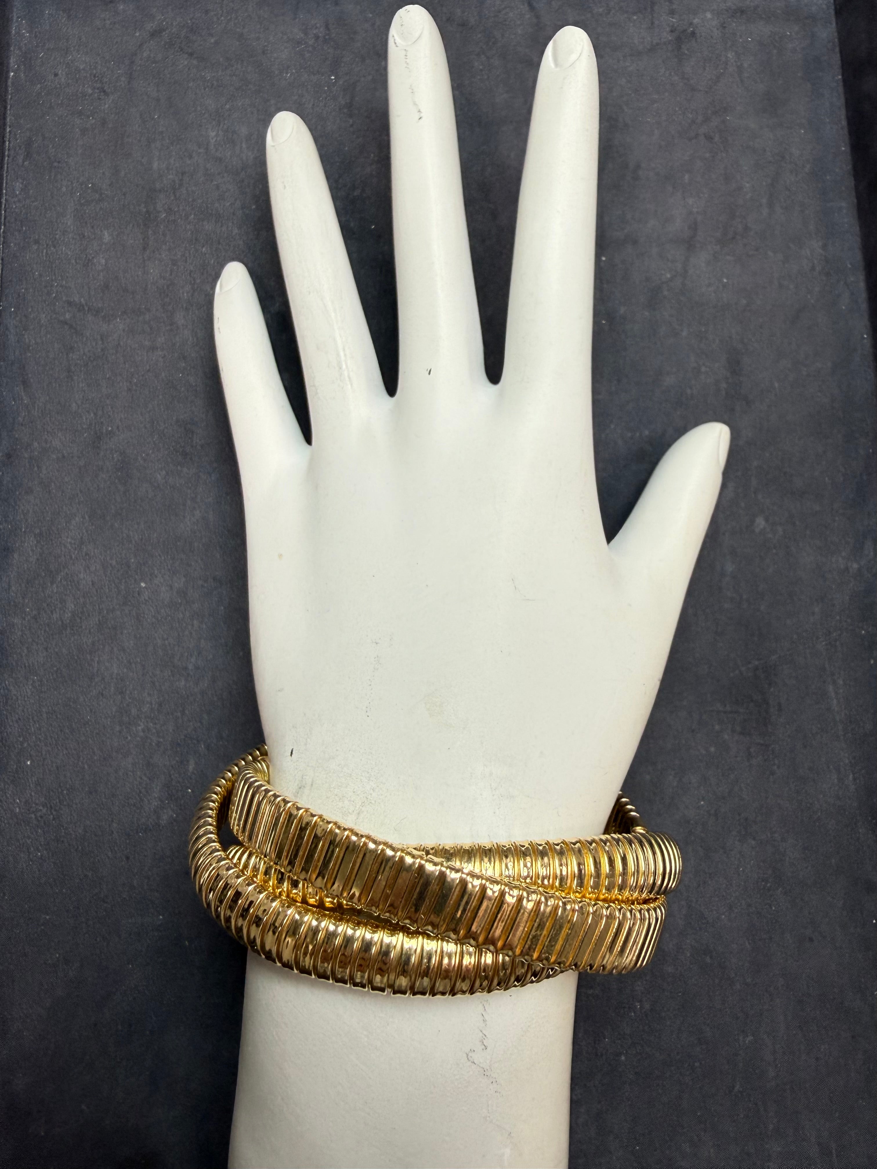 Retro 18K Yellow Gold Triple-Strand Flexible Bracelet by HERCO