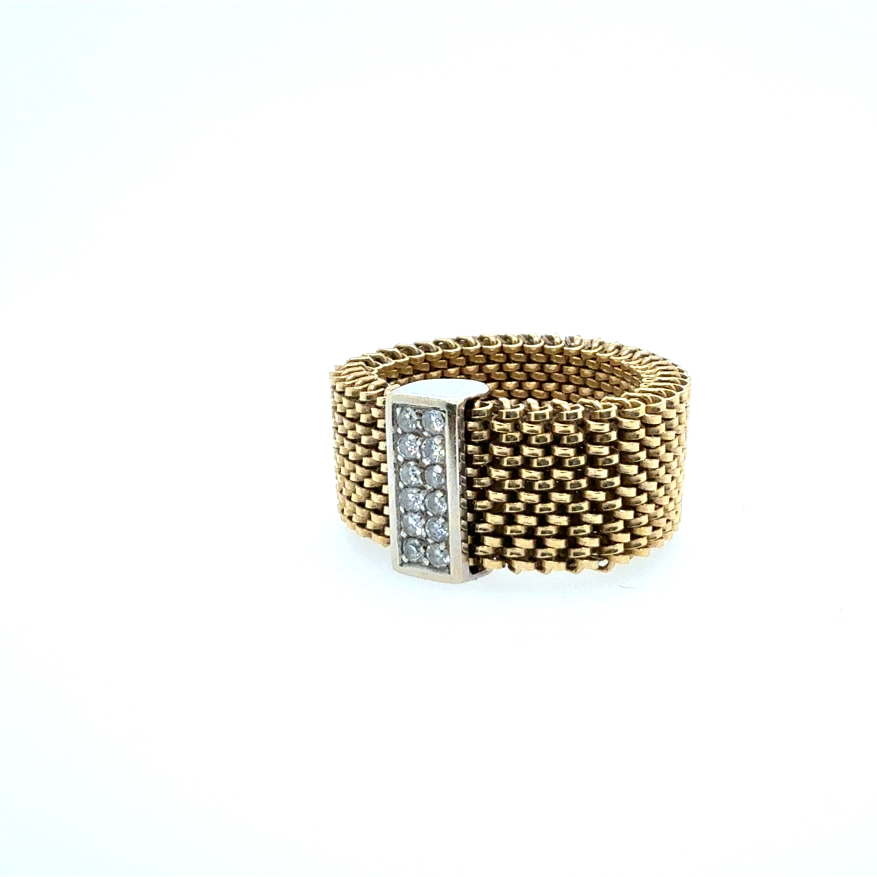 Retro Yellow Gold Flexible Natural Diamond Band Ring Circa 1980