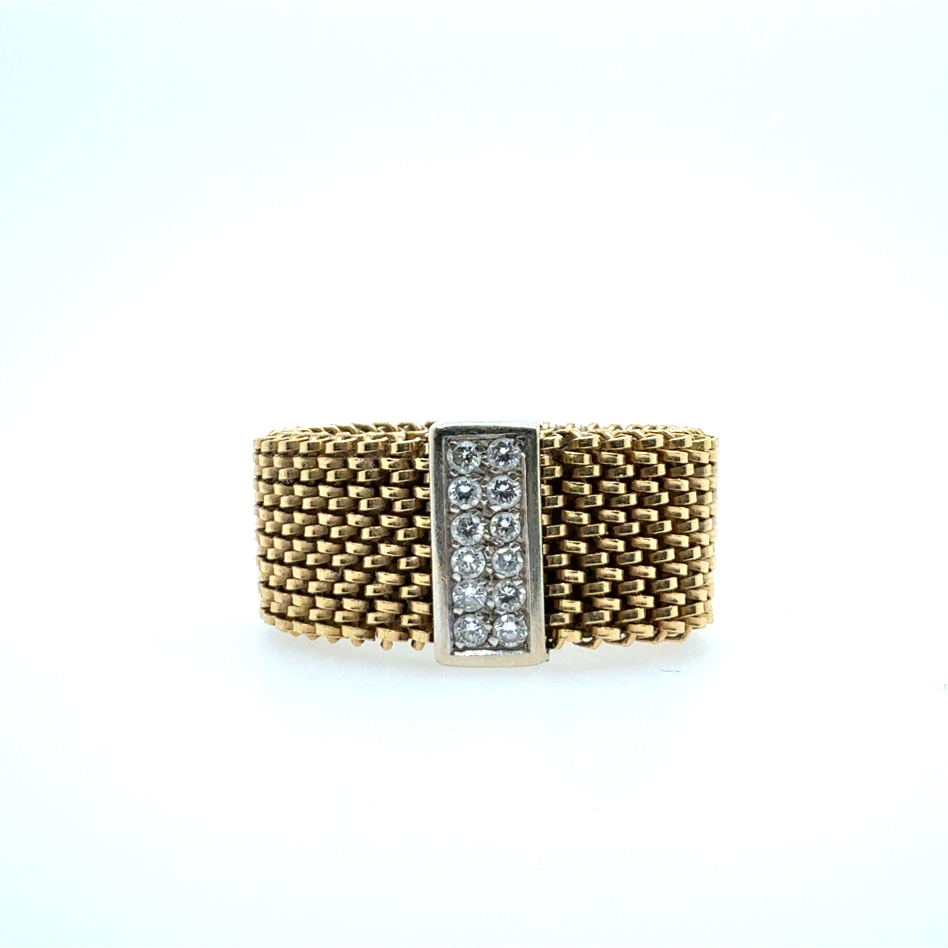 Retro Yellow Gold Flexible Natural Diamond Band Ring Circa 1980