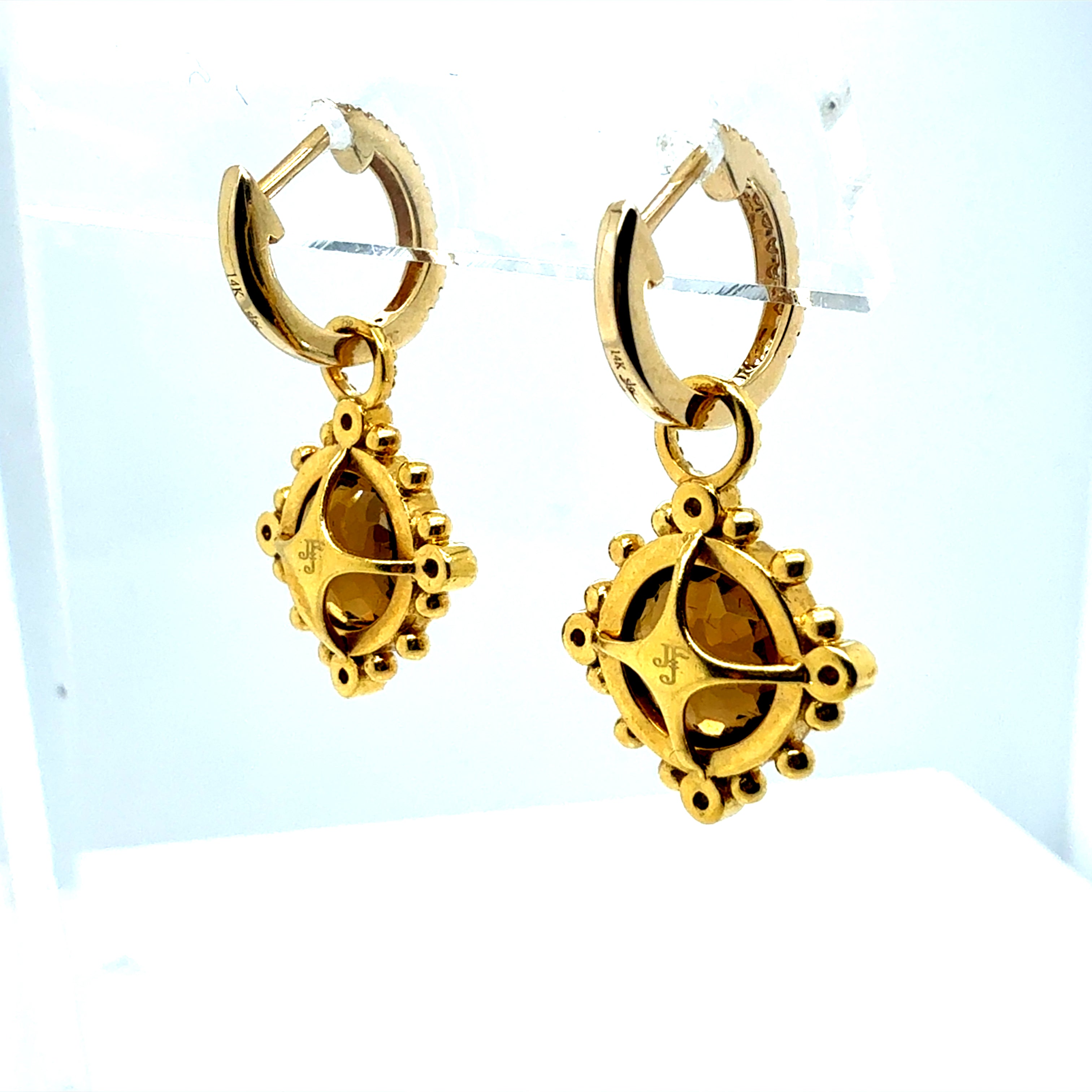 Retro Inès de la Fressange Natural Diamond & Rose-Cut Citrine Drop Earrings