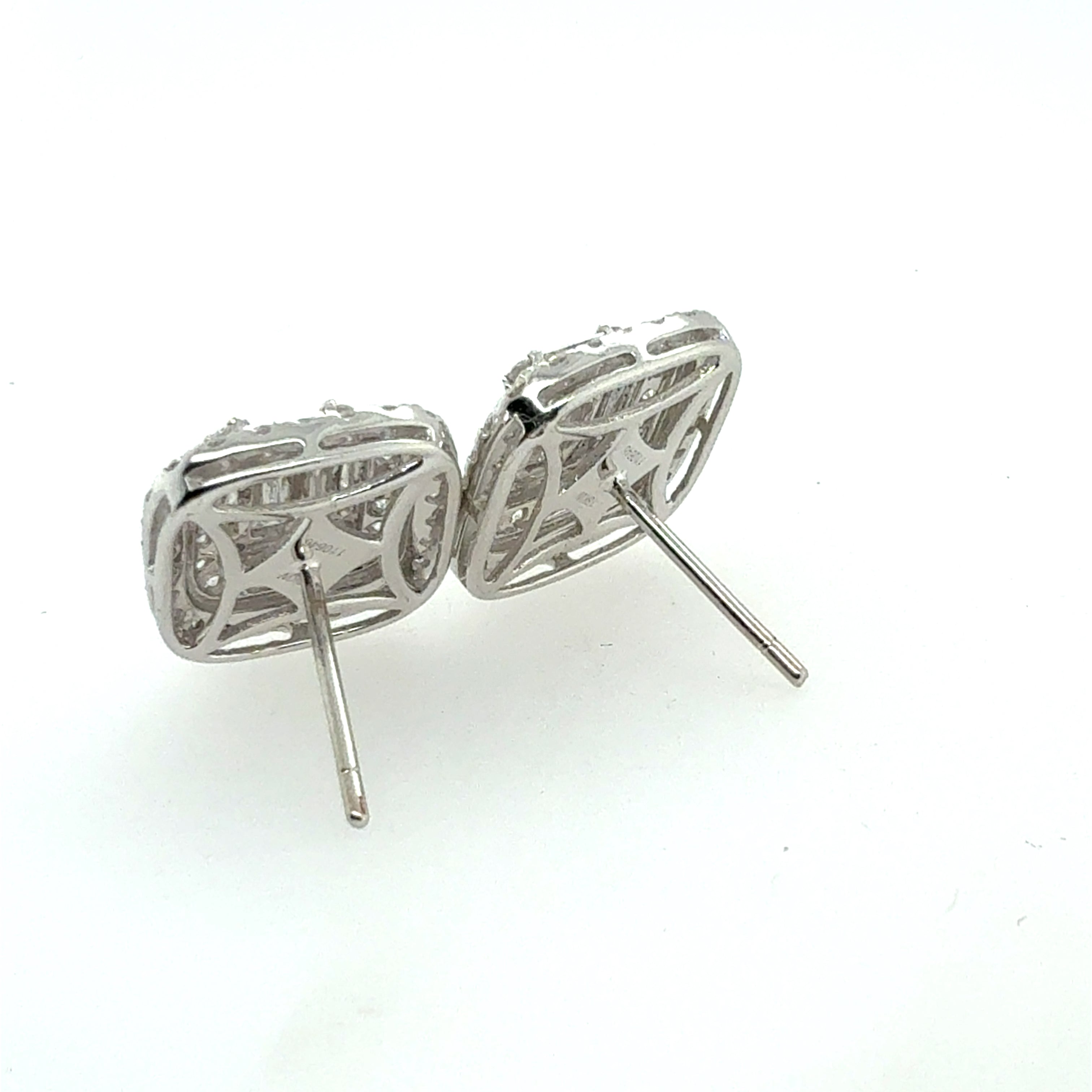 Modern 18K White Gold 1.4 CARAT Natural Diamond Illusion-Set Earrings