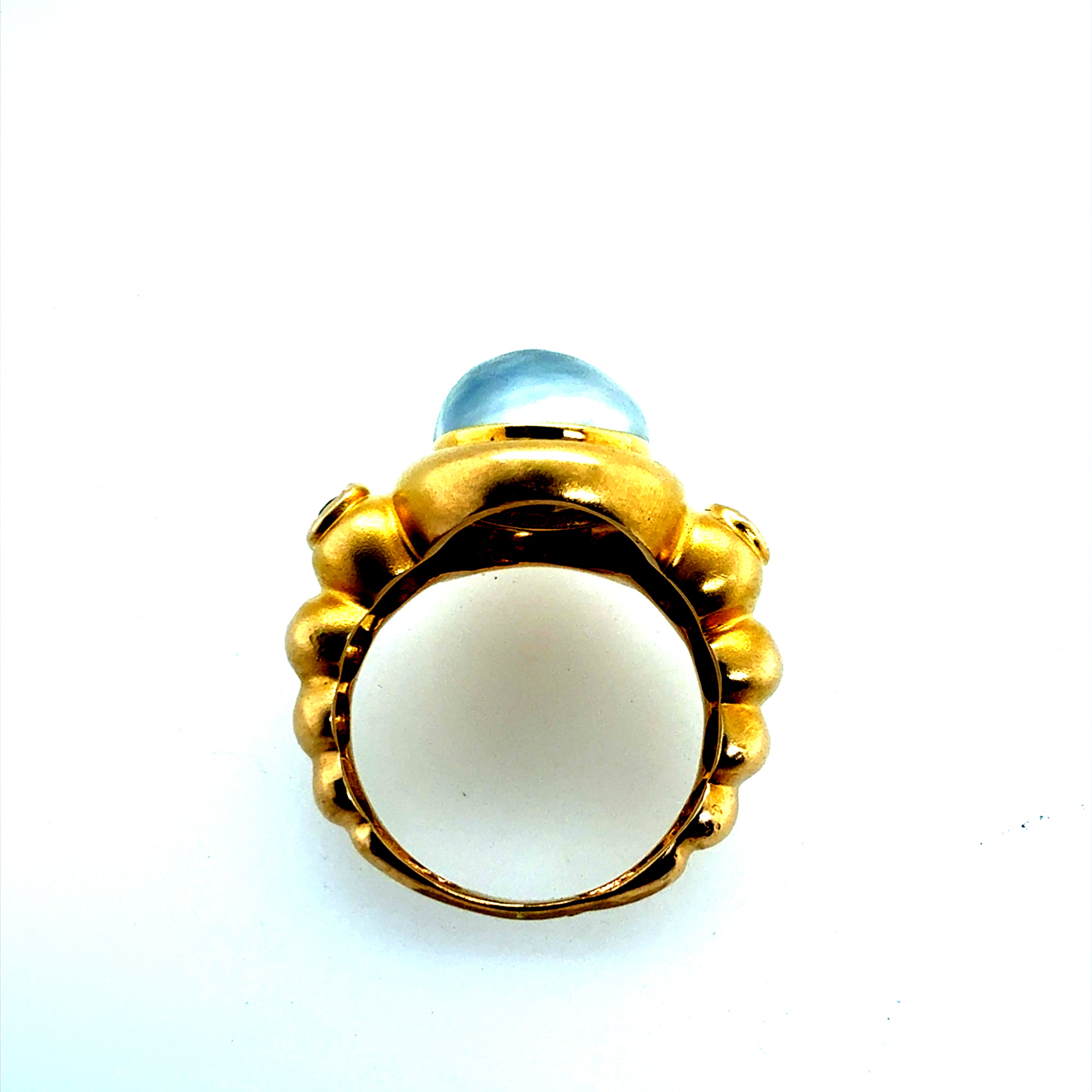 Retro Gold Baroque Gray Pearl Amethyst & Peridot Statement Ring Circa 2000