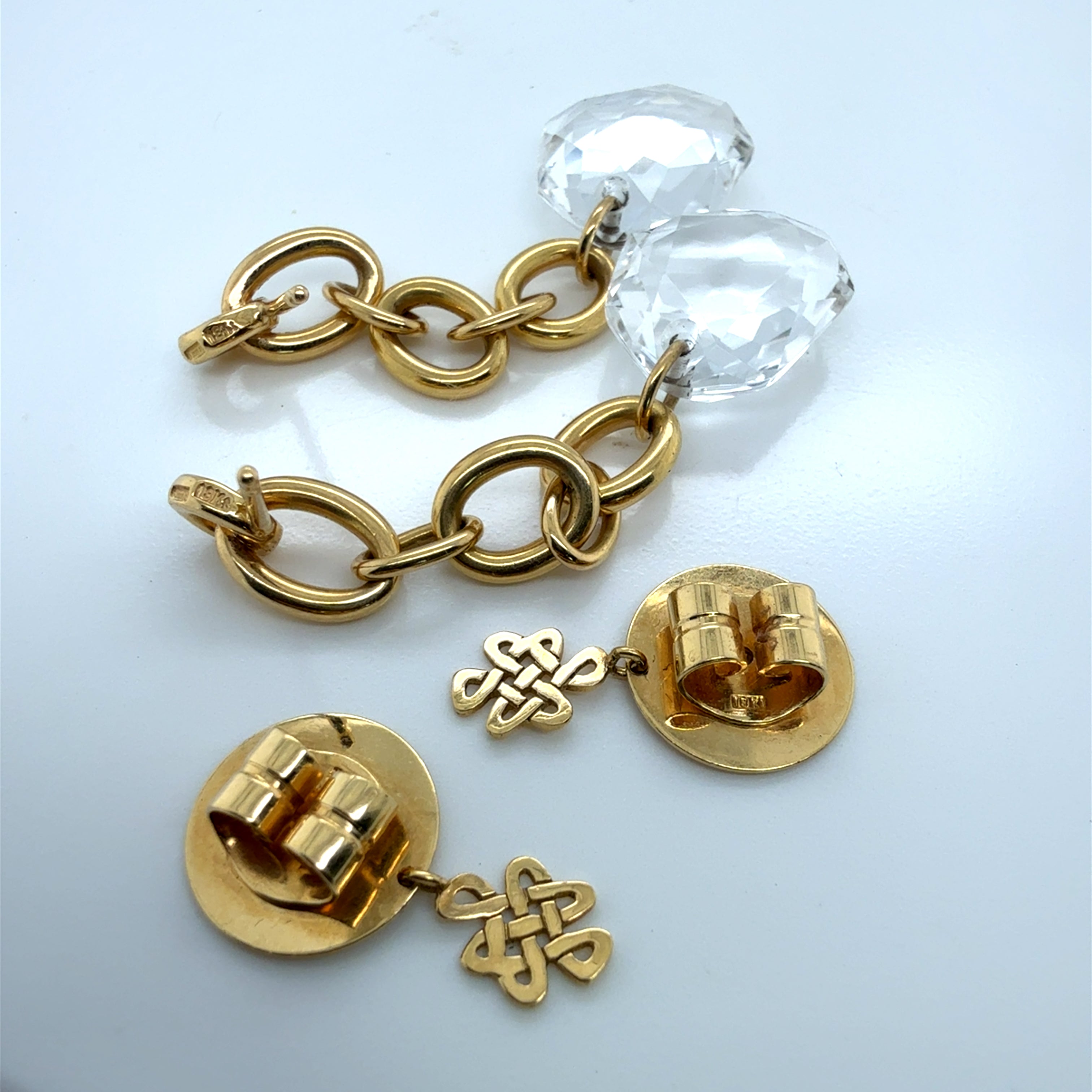 Modern Gold Natural Diamond and Rock Crystal Dangle Earrings by H. Stern