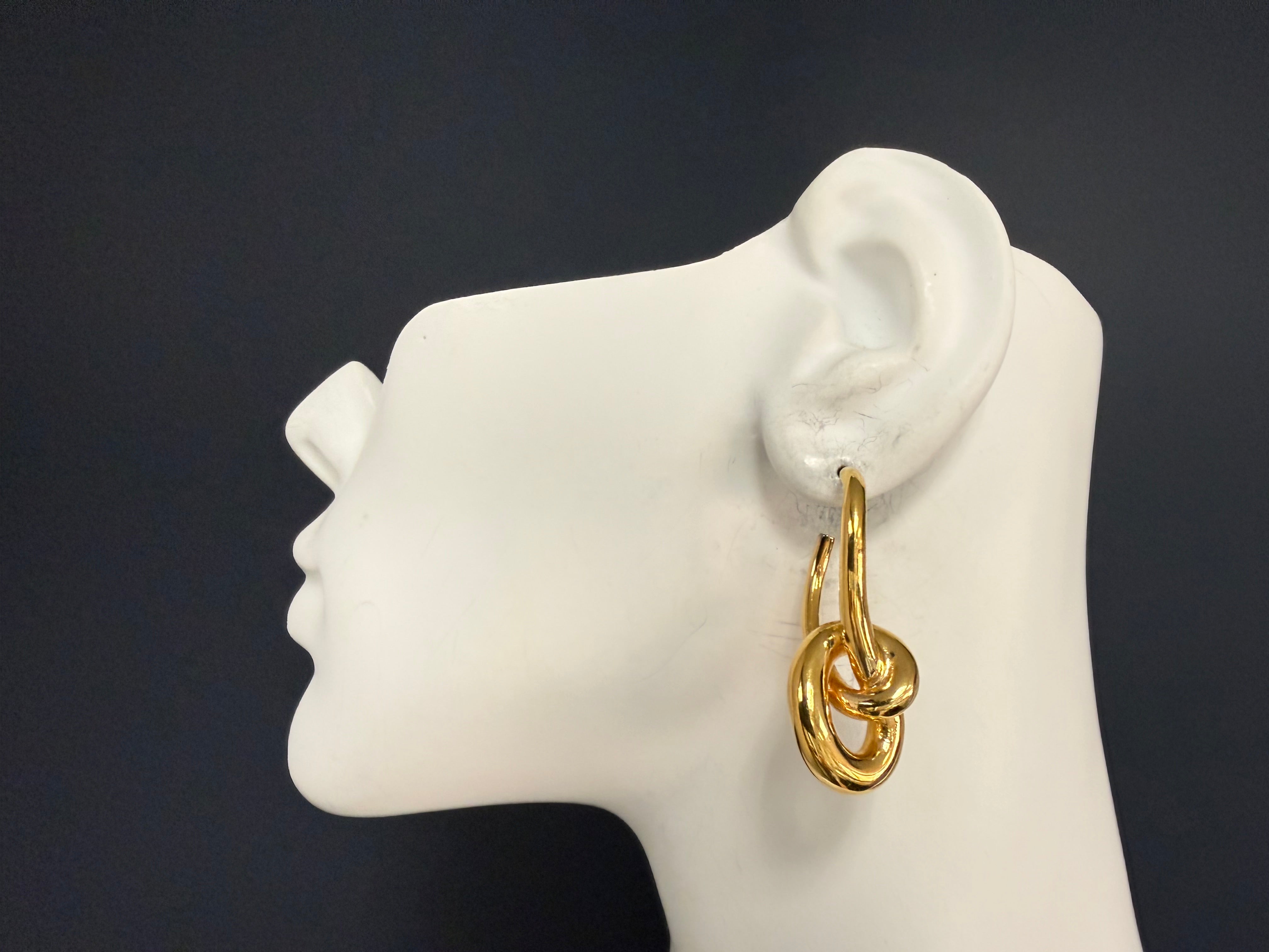 Retro 14K Yellow Gold Tubular Twist Drop Earrings