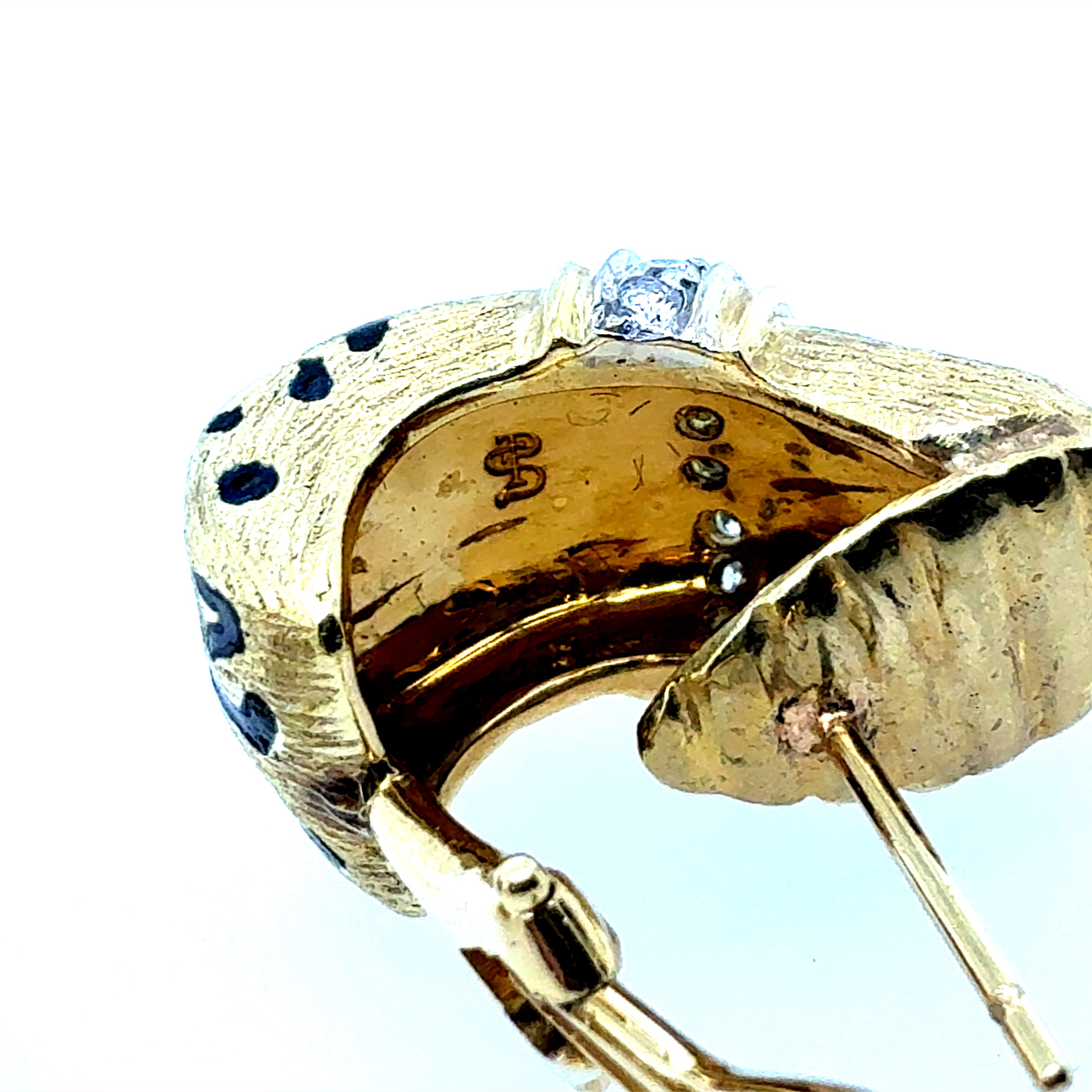 Retro Gold Cheetah Natural Diamond Statement Earrings by Scully & Scully