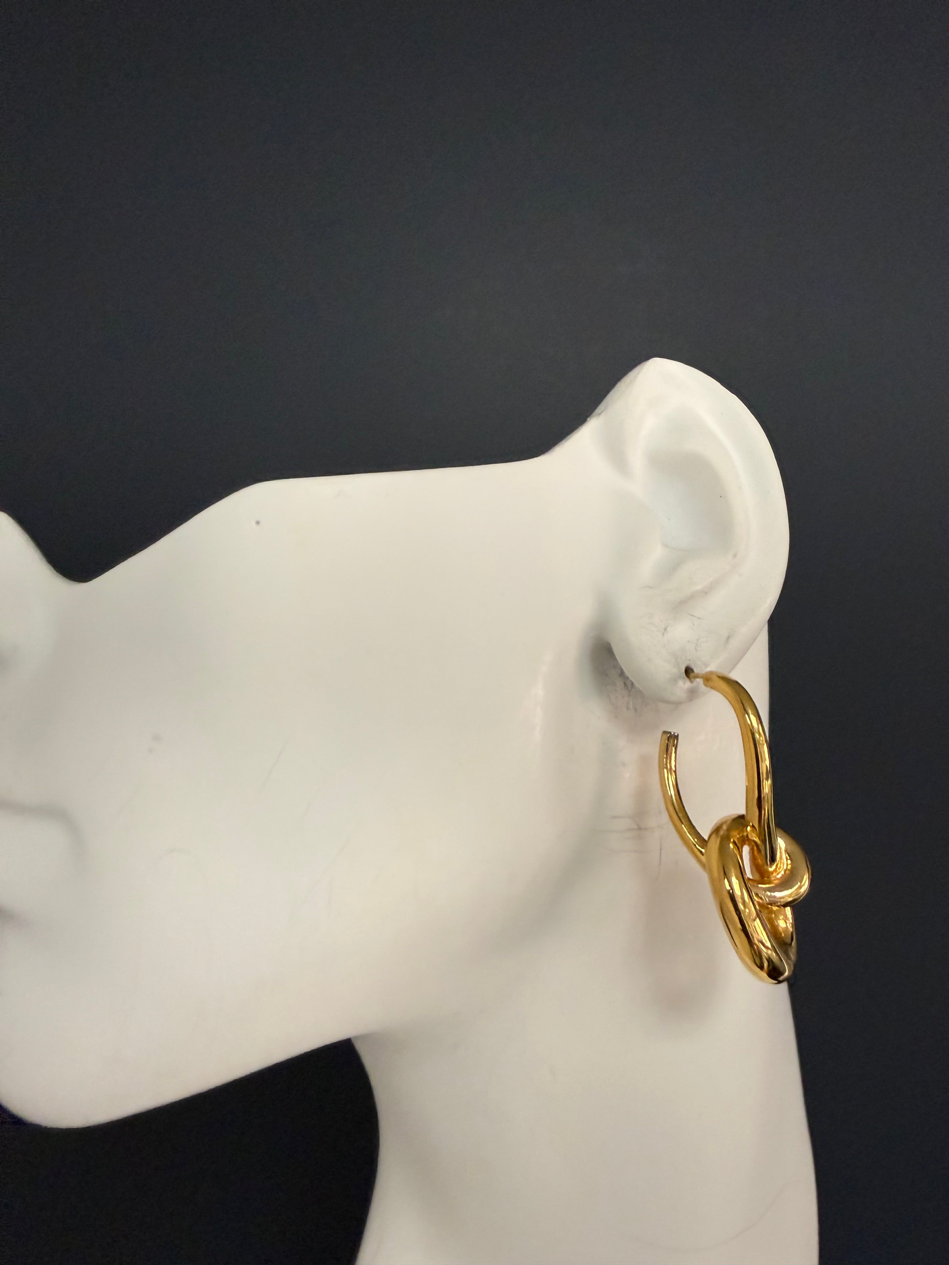 Retro 14K Yellow Gold Tubular Twist Drop Earrings