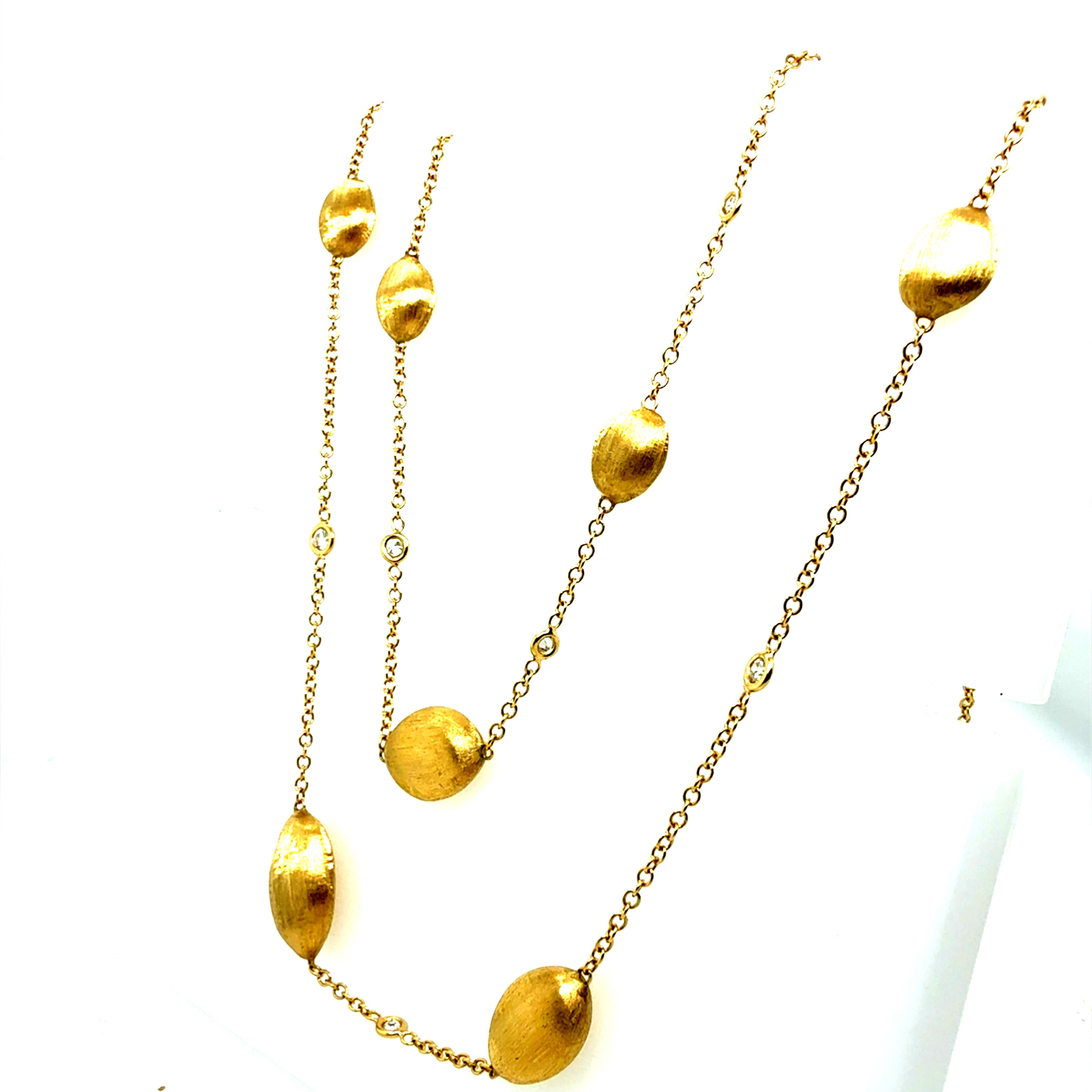 Modern Gold 1 Carat Natural Diamond 36-Inch Necklace by Marco Bicego Italy