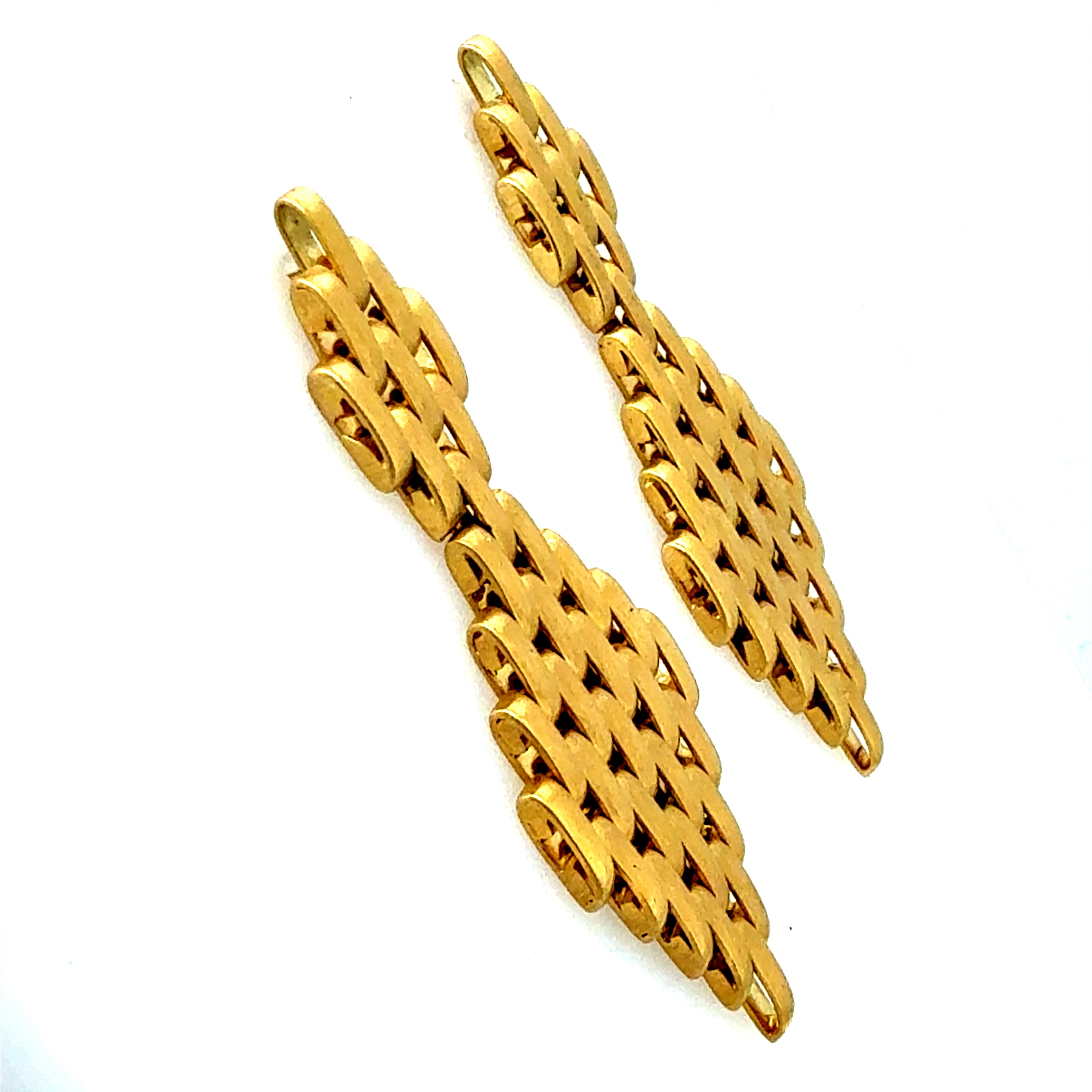 Modern 18K Yellow Gold 2-Inch Drop Statement Earrings Made in Italy
