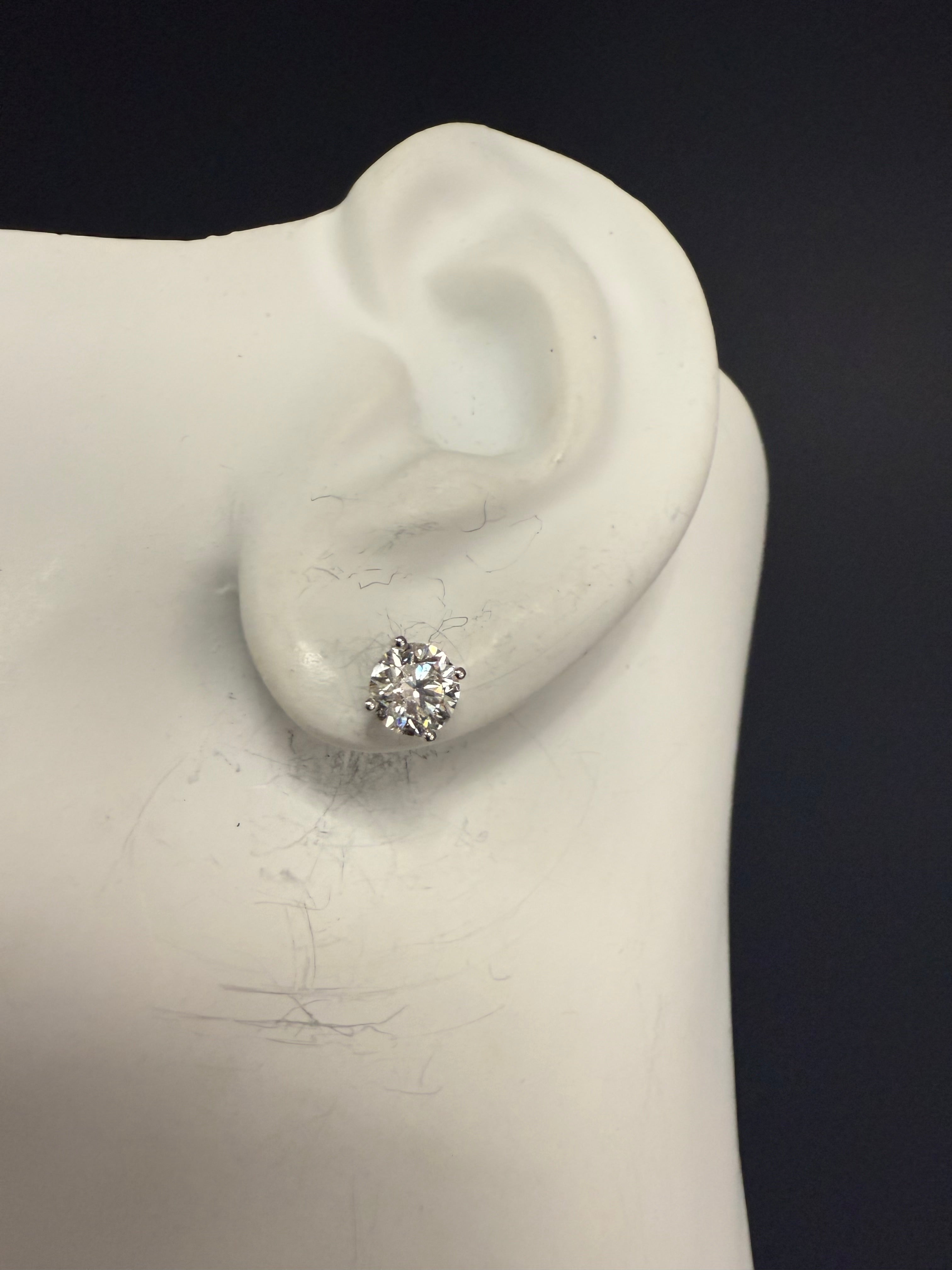 Modern Gold 1.43 Carat Natural EGL Certified E Color Diamond Martini Stud Earrings