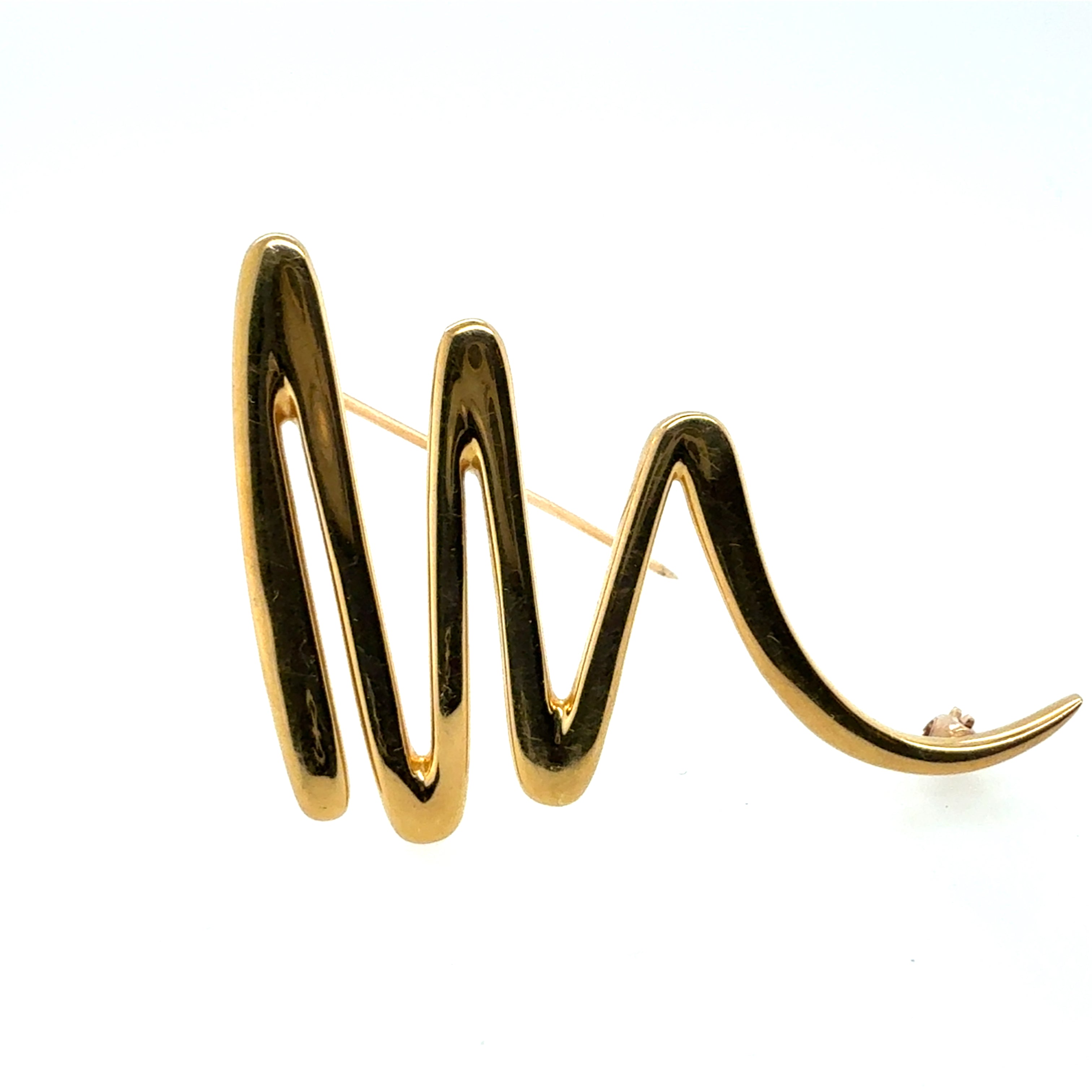 Retro 18K Gold Tiffany & Co. “Zig-Zag” Brooch by Paloma Picasso Circa 1983