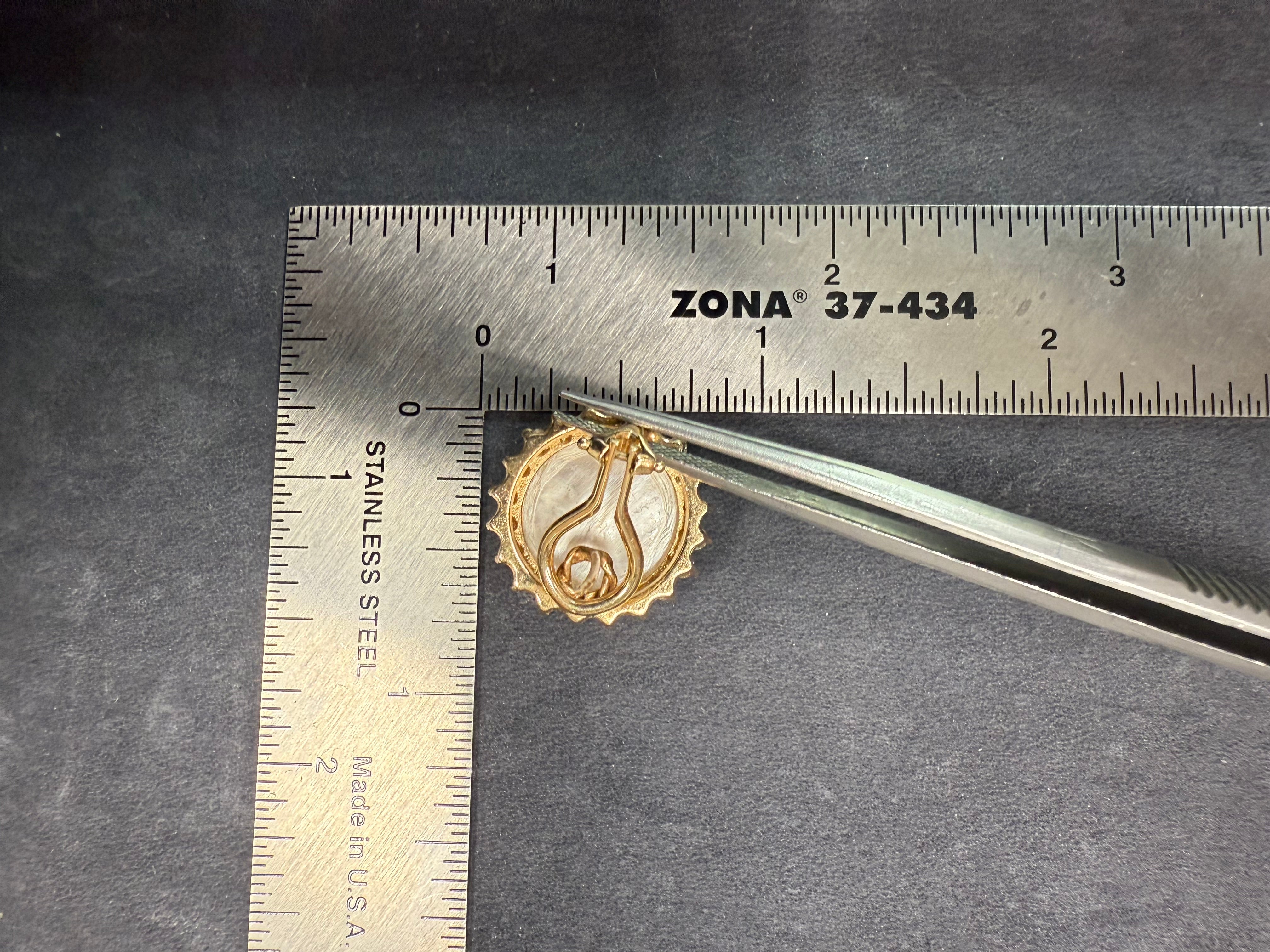 Retro 14K Yellow Gold Mabe 1.2 Carat Natural Diamond & Pearl Statement Earrings