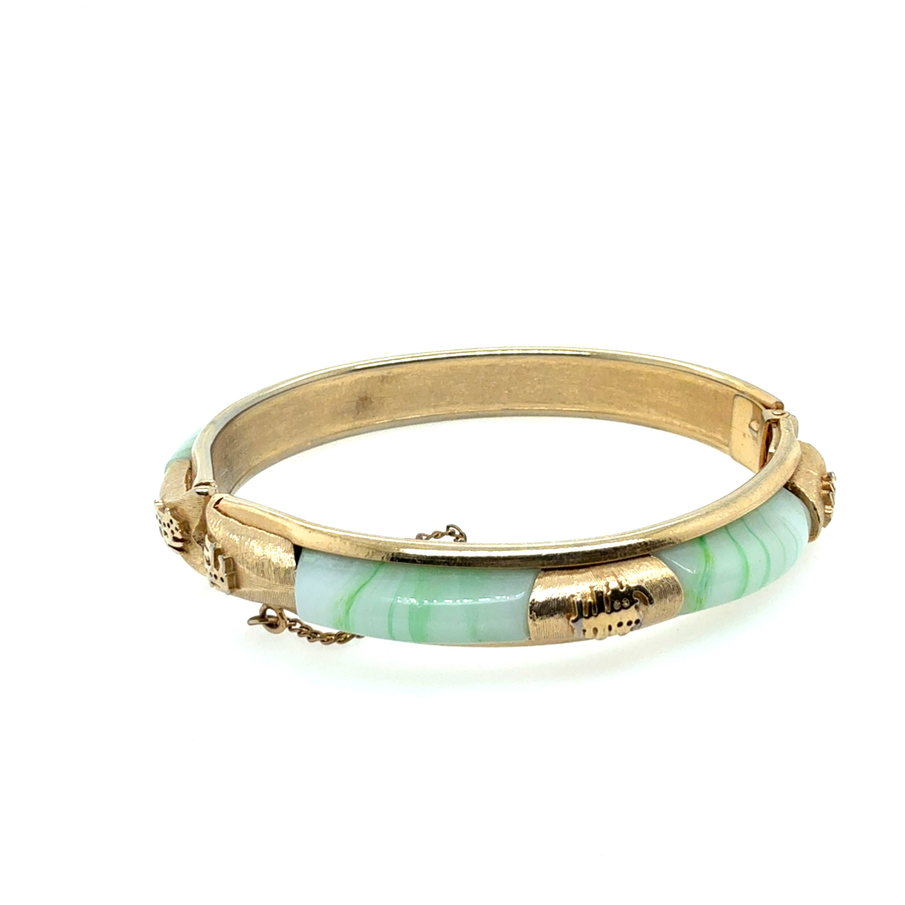 Retro Costume Yellow & Green Jade-Like Imitation Glass Spring Bangle