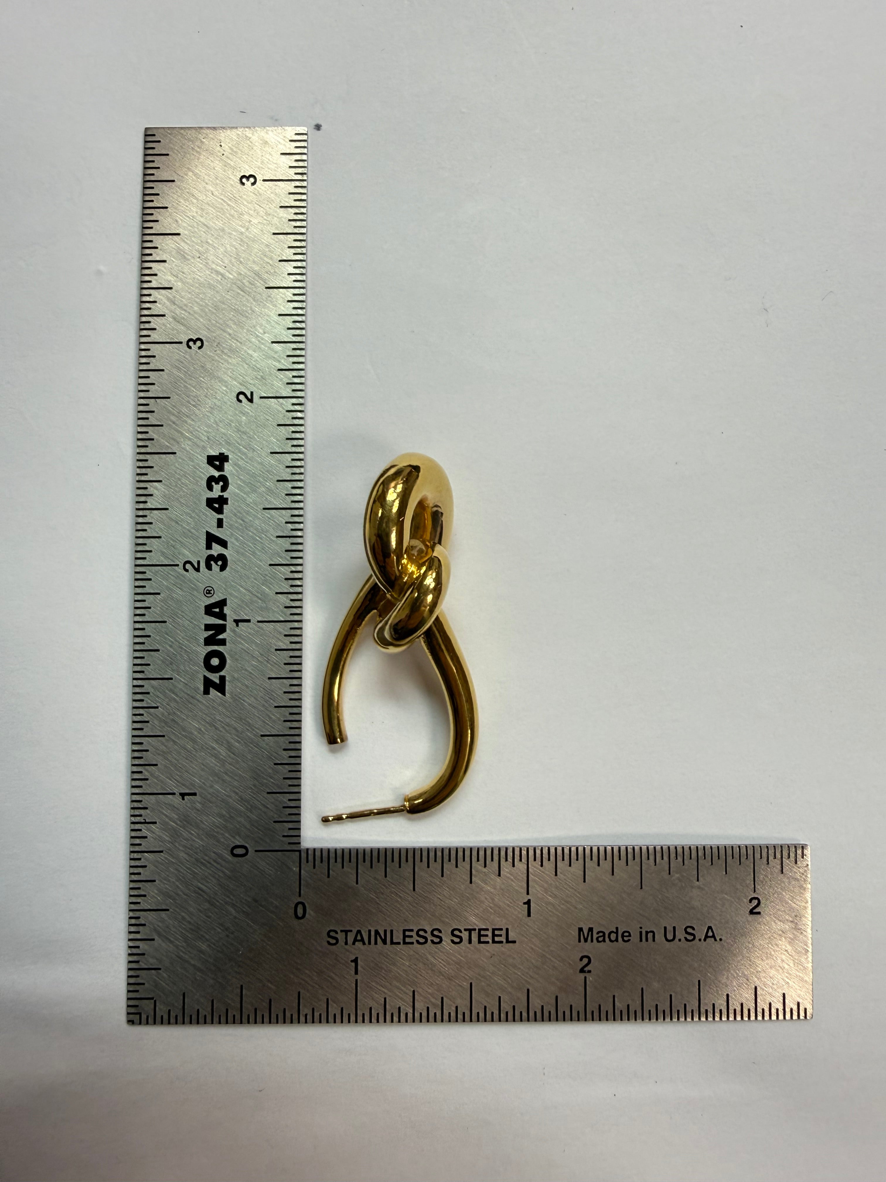 Retro 14K Yellow Gold Tubular Twist Drop Earrings