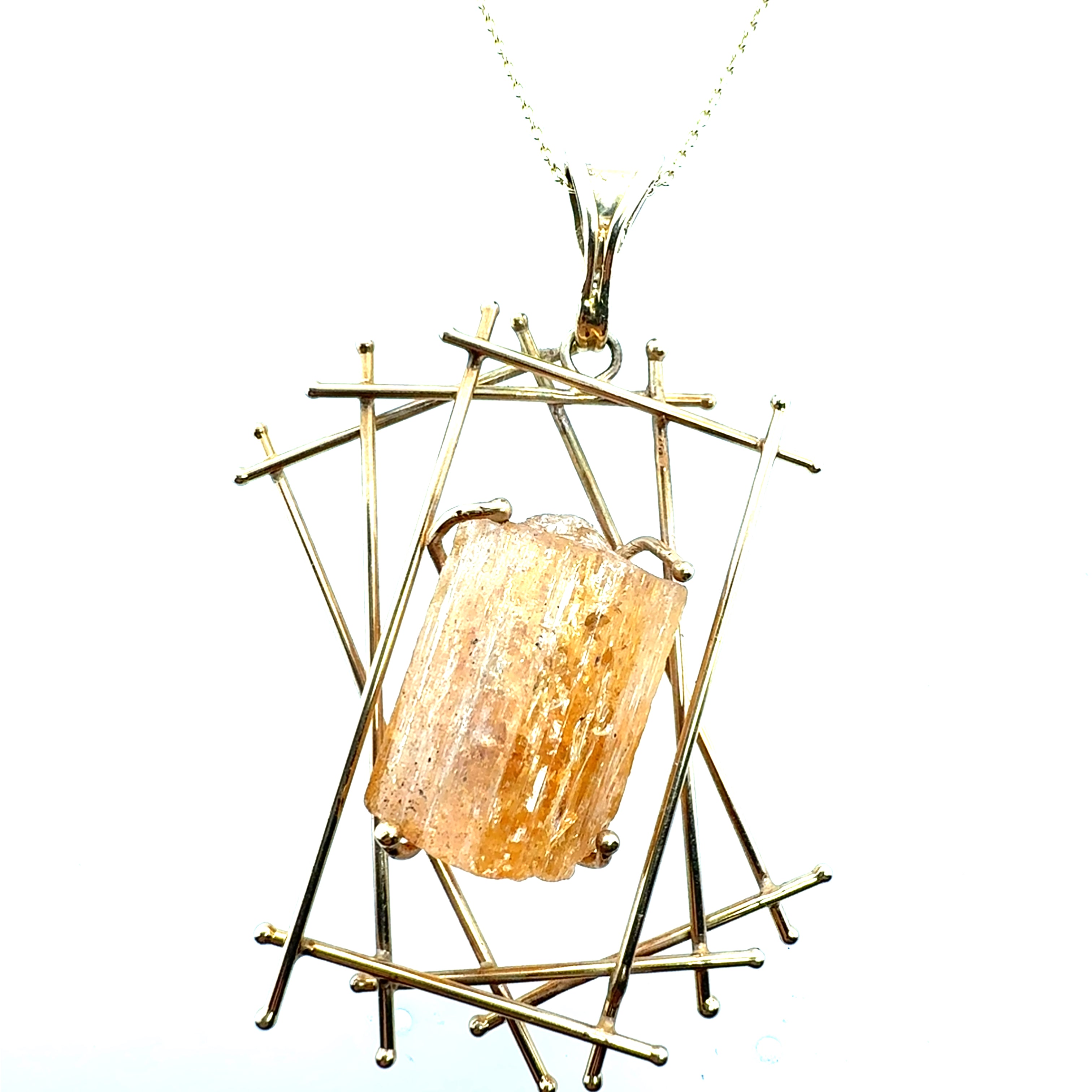Retro Yellow Gold Natural Imperial Topaz Statement Pendant Circa 1975