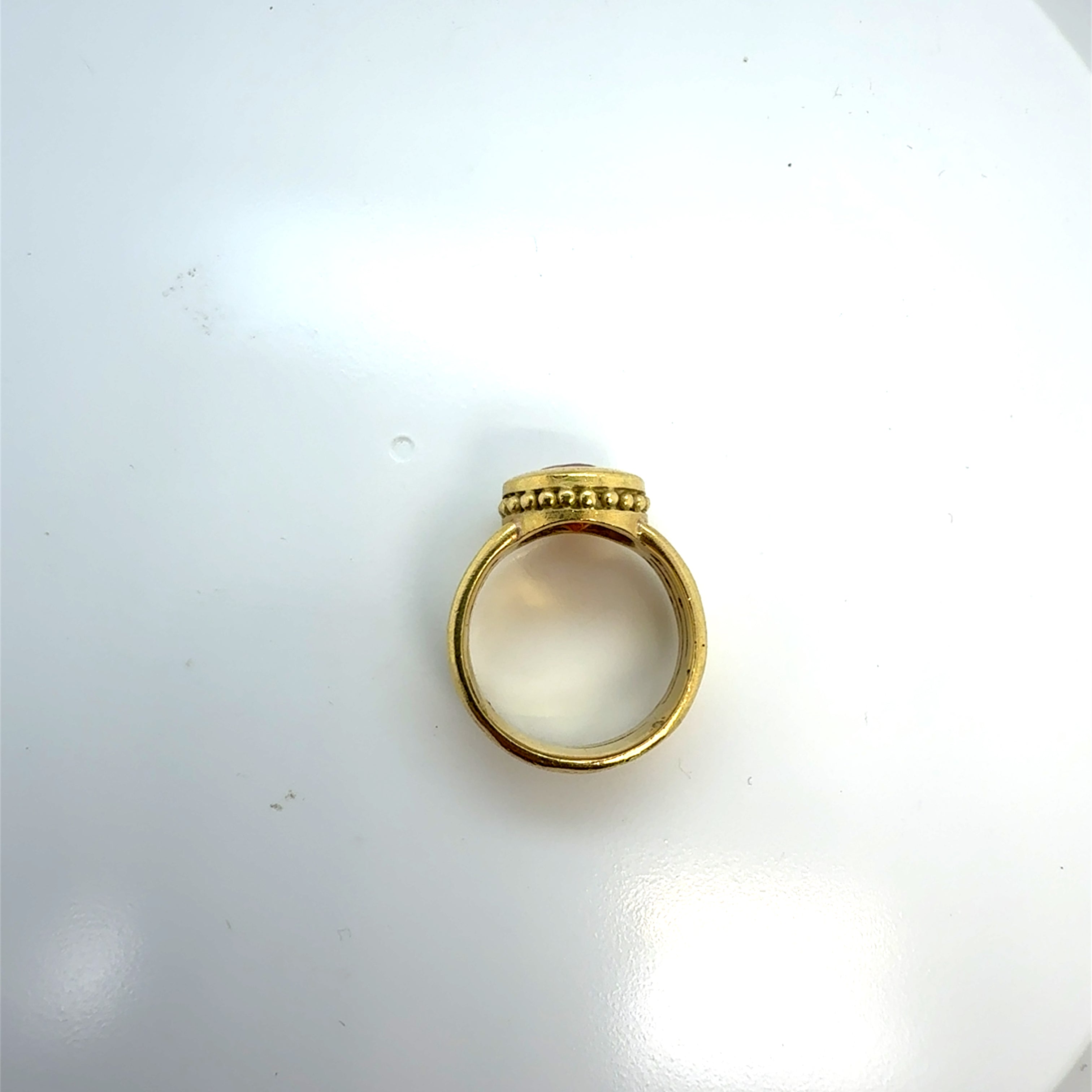 Retro Gold Natural Round Spessartite Garnet & Natural Diamond Statement Ring