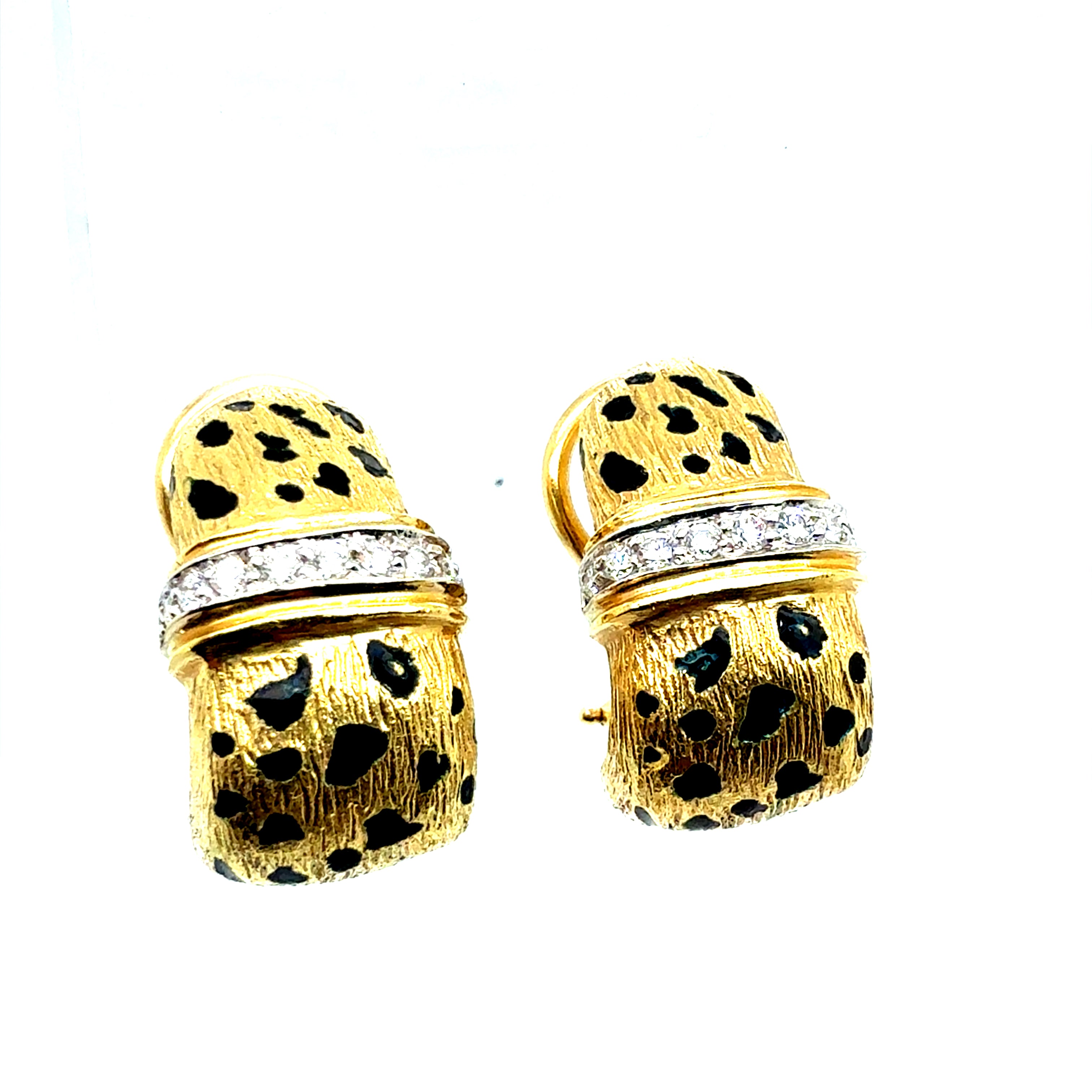 Retro Gold Cheetah Natural Diamond Statement Earrings by Scully & Scully