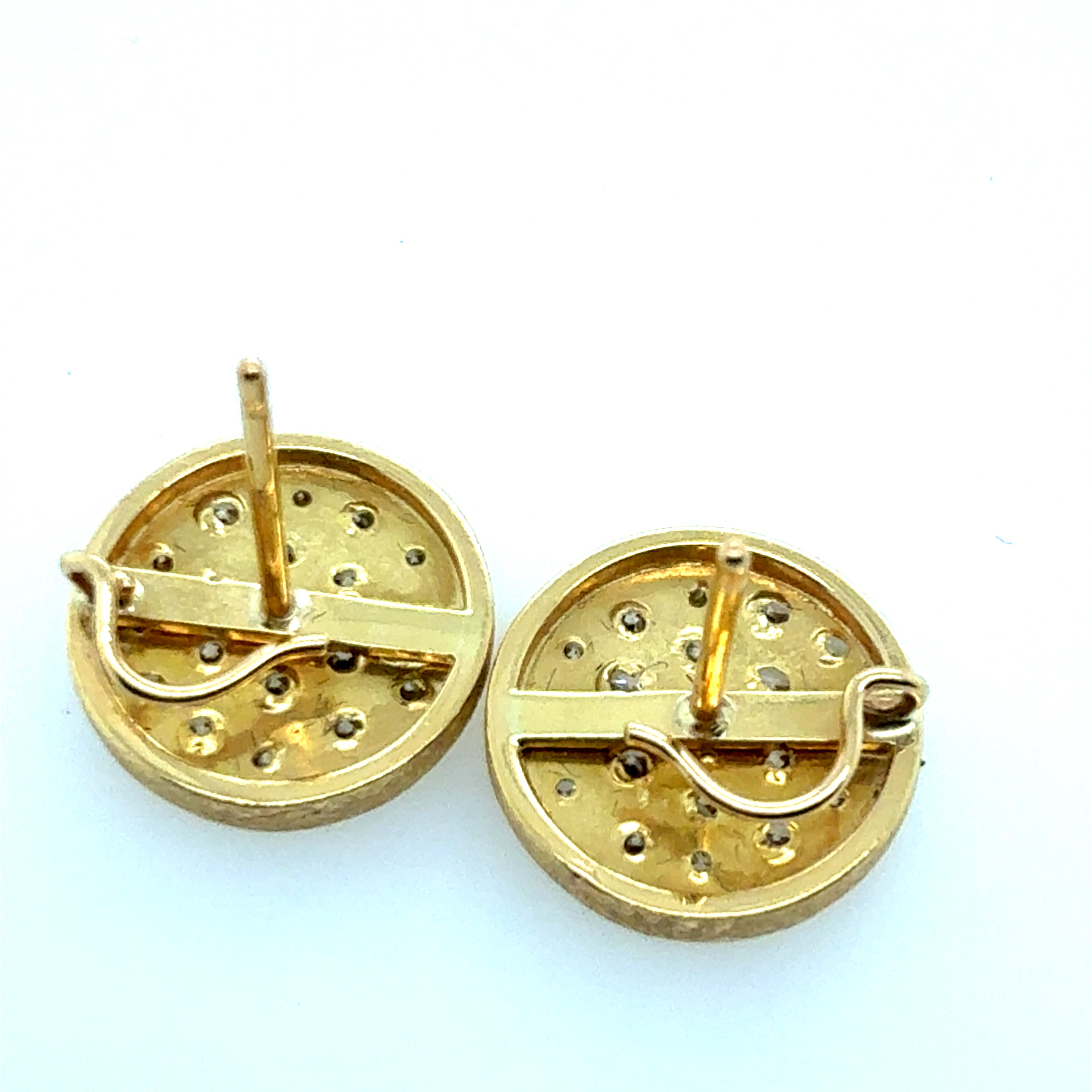 Modern Gold 1.30 Carat Natural Colorless Diamond Half-Inch Round Earrings