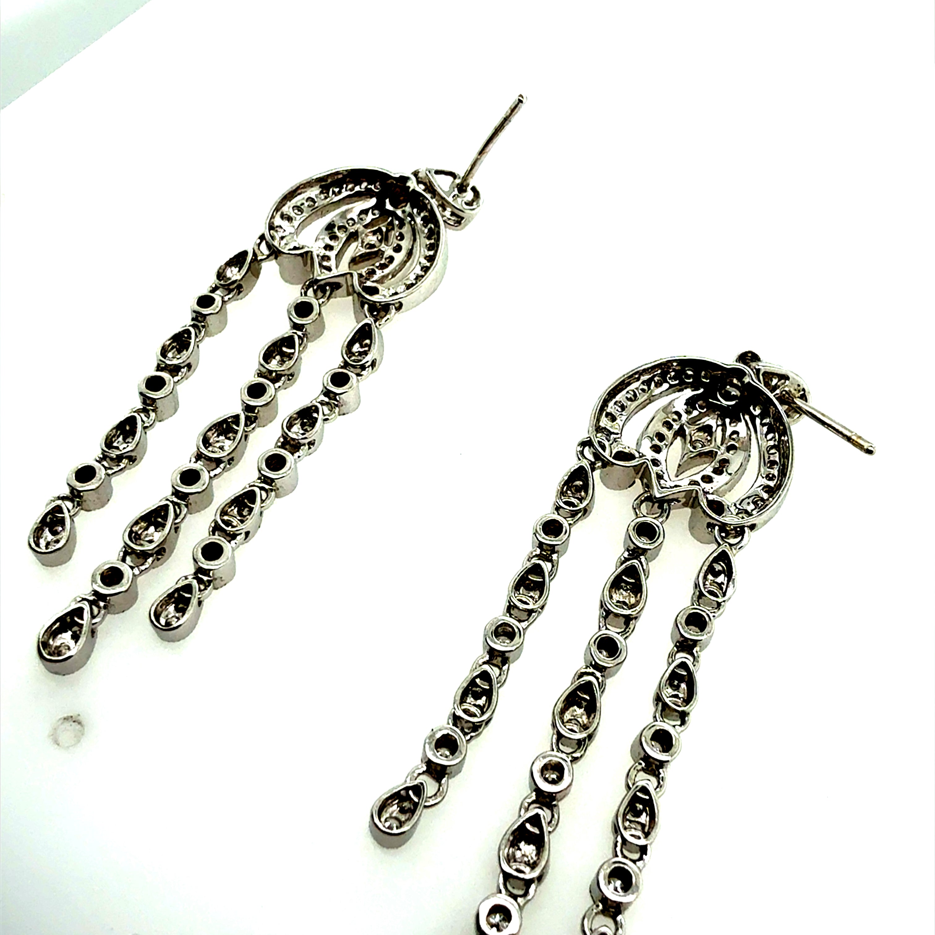 Modern 18K White Gold 1.2 Carat Natural Diamond Chandelier Statement Earrings