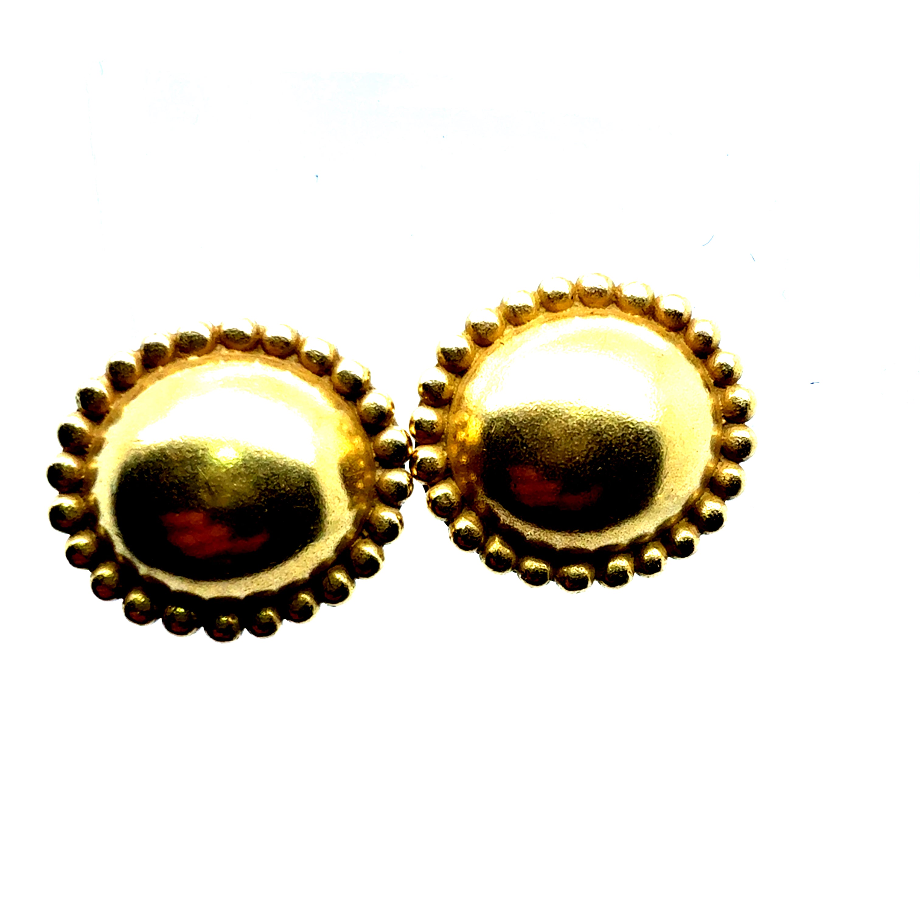 Retro 18K Gold Satin Finish Beaded Earrings by Kieselstein-Cord, Dated 1983