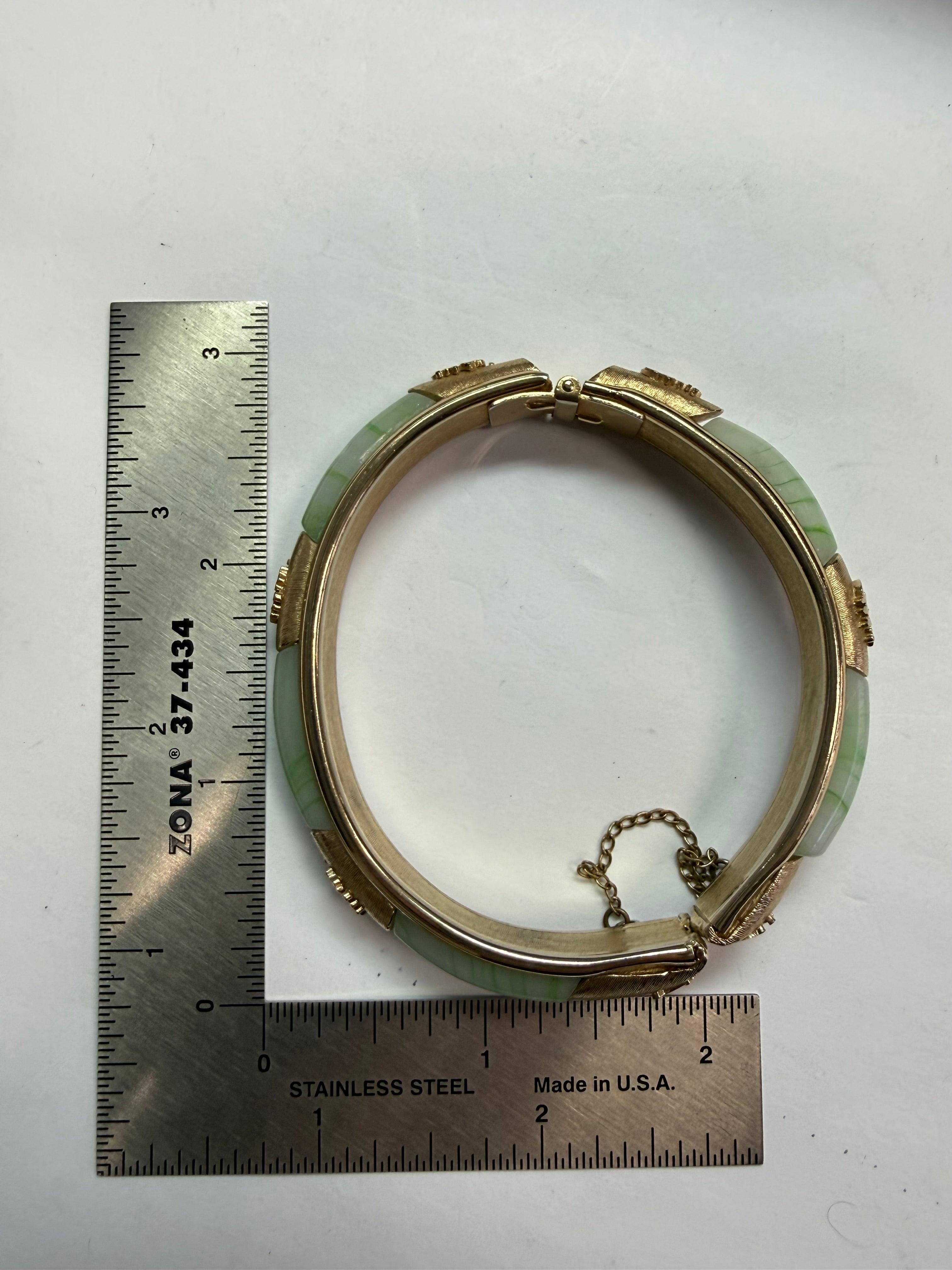 Retro Costume Yellow & Green Jade-Like Imitation Glass Spring Bangle