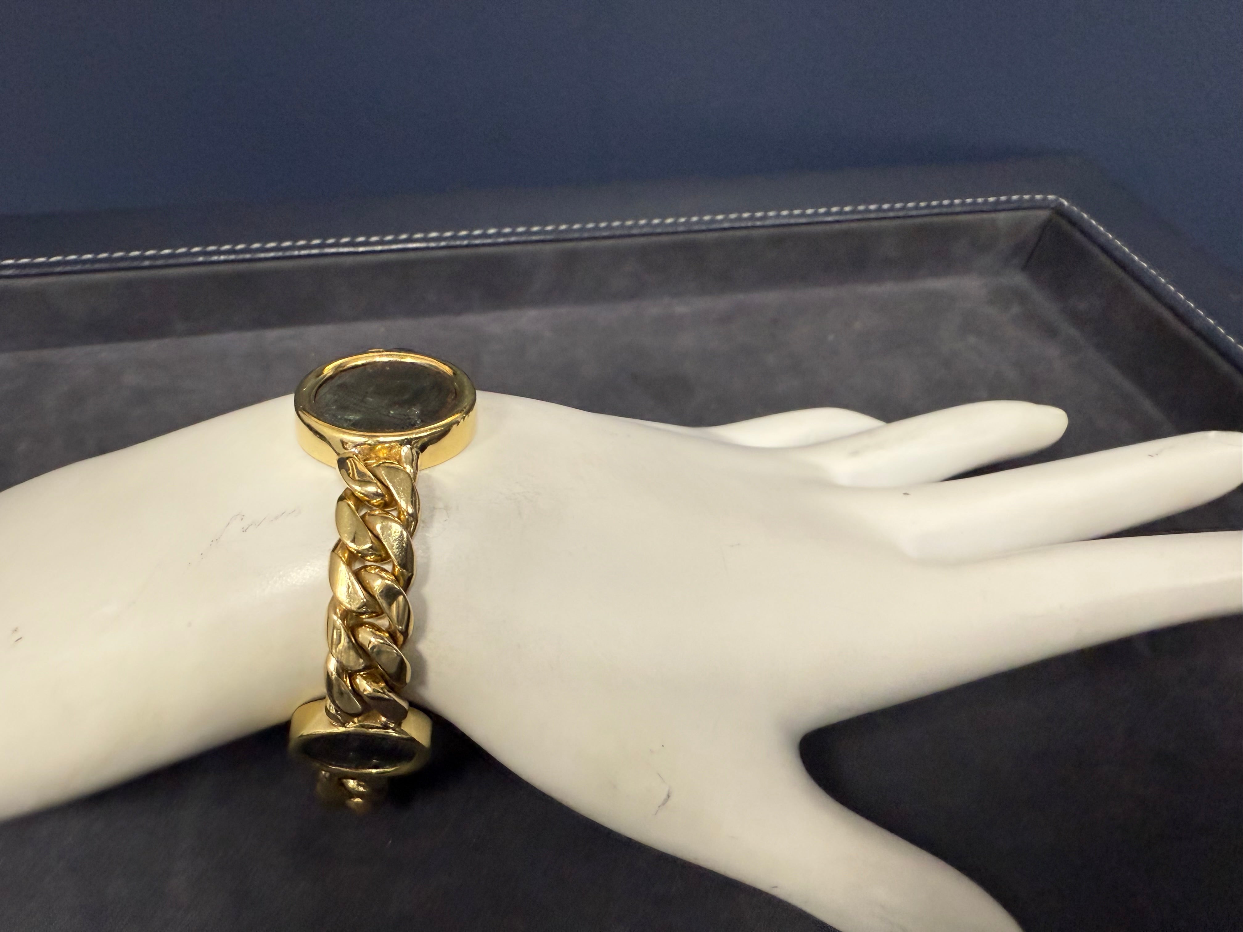Retro Gold Roman Constantine Coin Bracelet Valentiniano Capri Italy