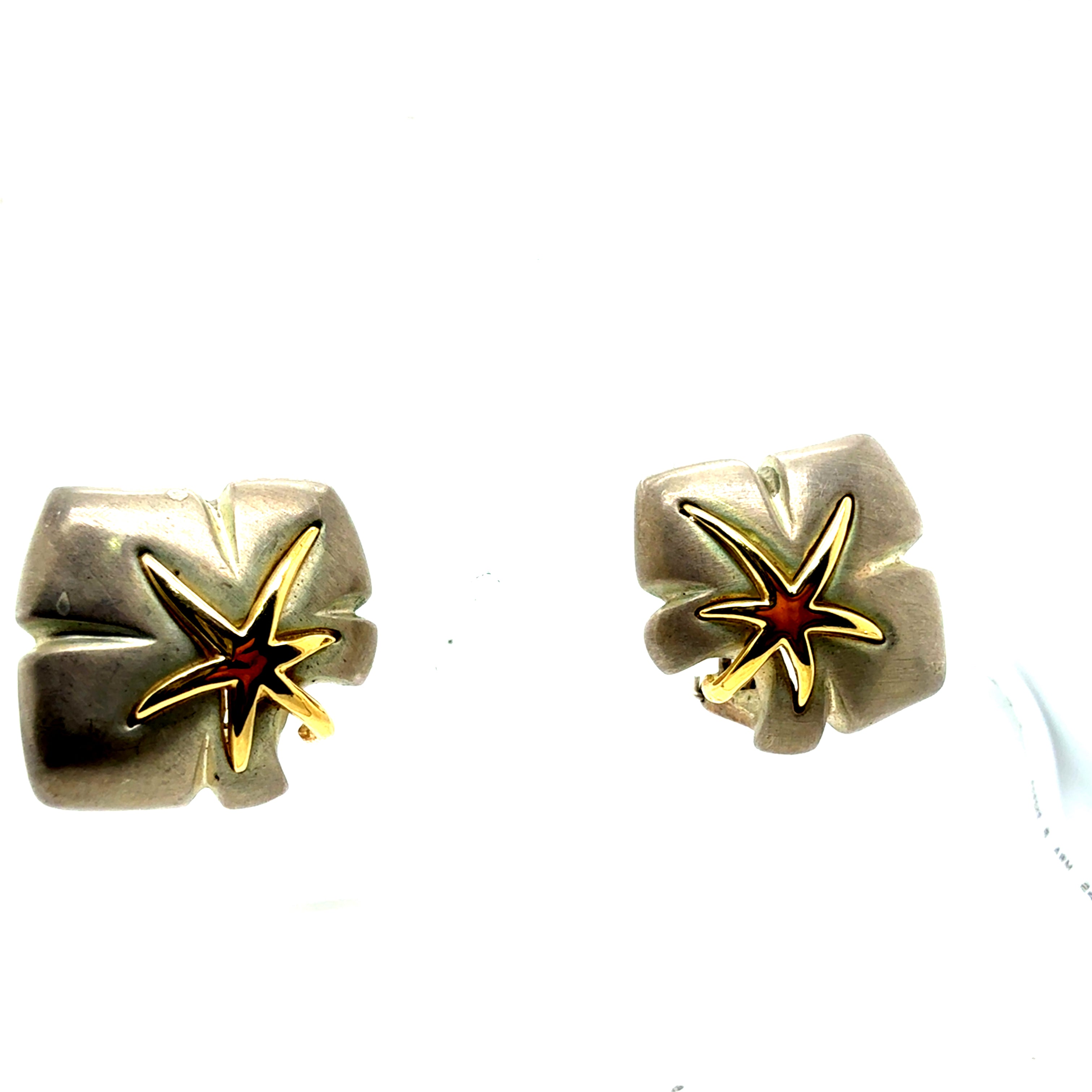 Retro Gold & Silver Original Tiffany and Co Starfish Statement Earrings, 1991
