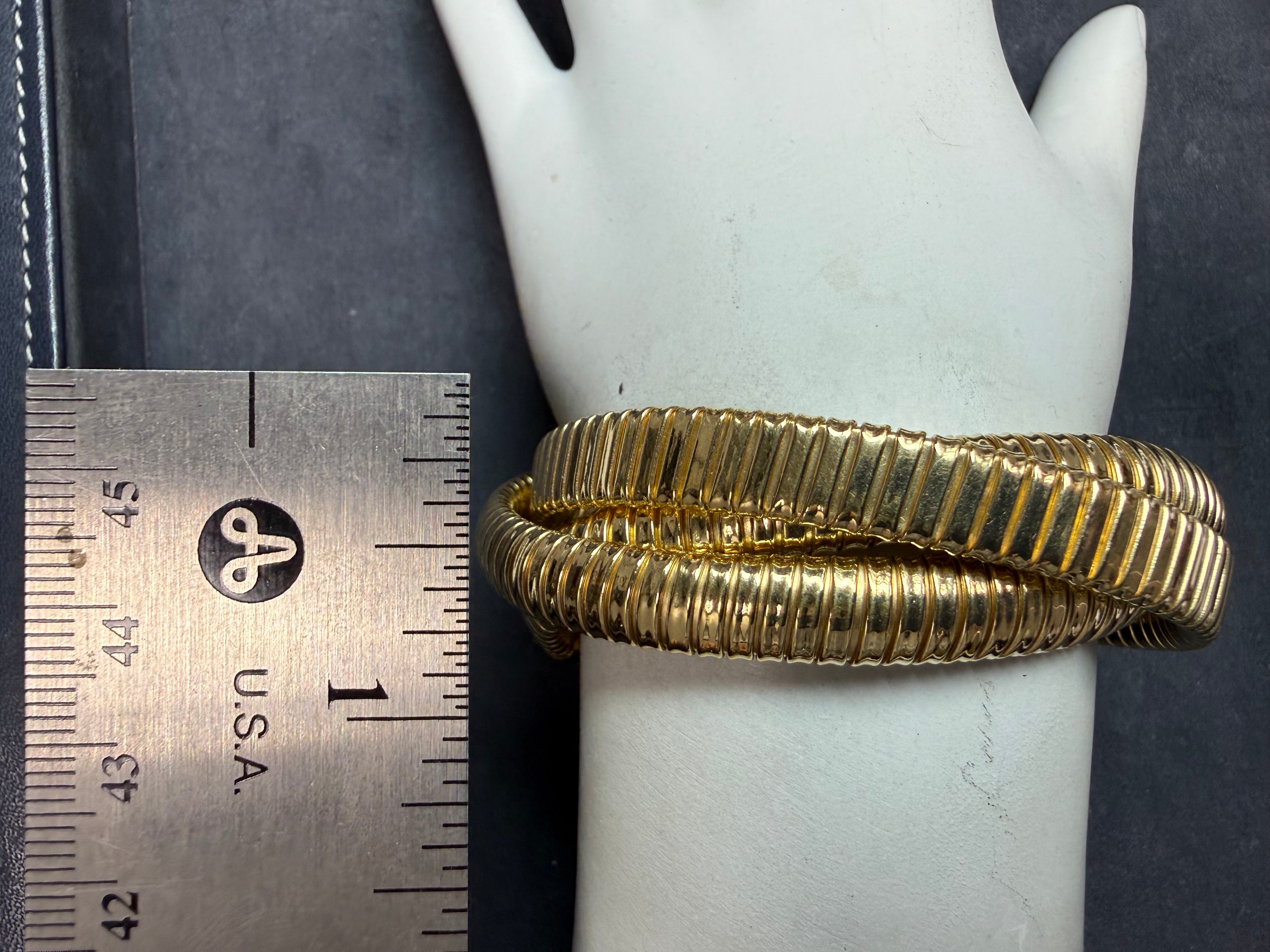 Retro 18K Yellow Gold Triple-Strand Flexible Bracelet by HERCO