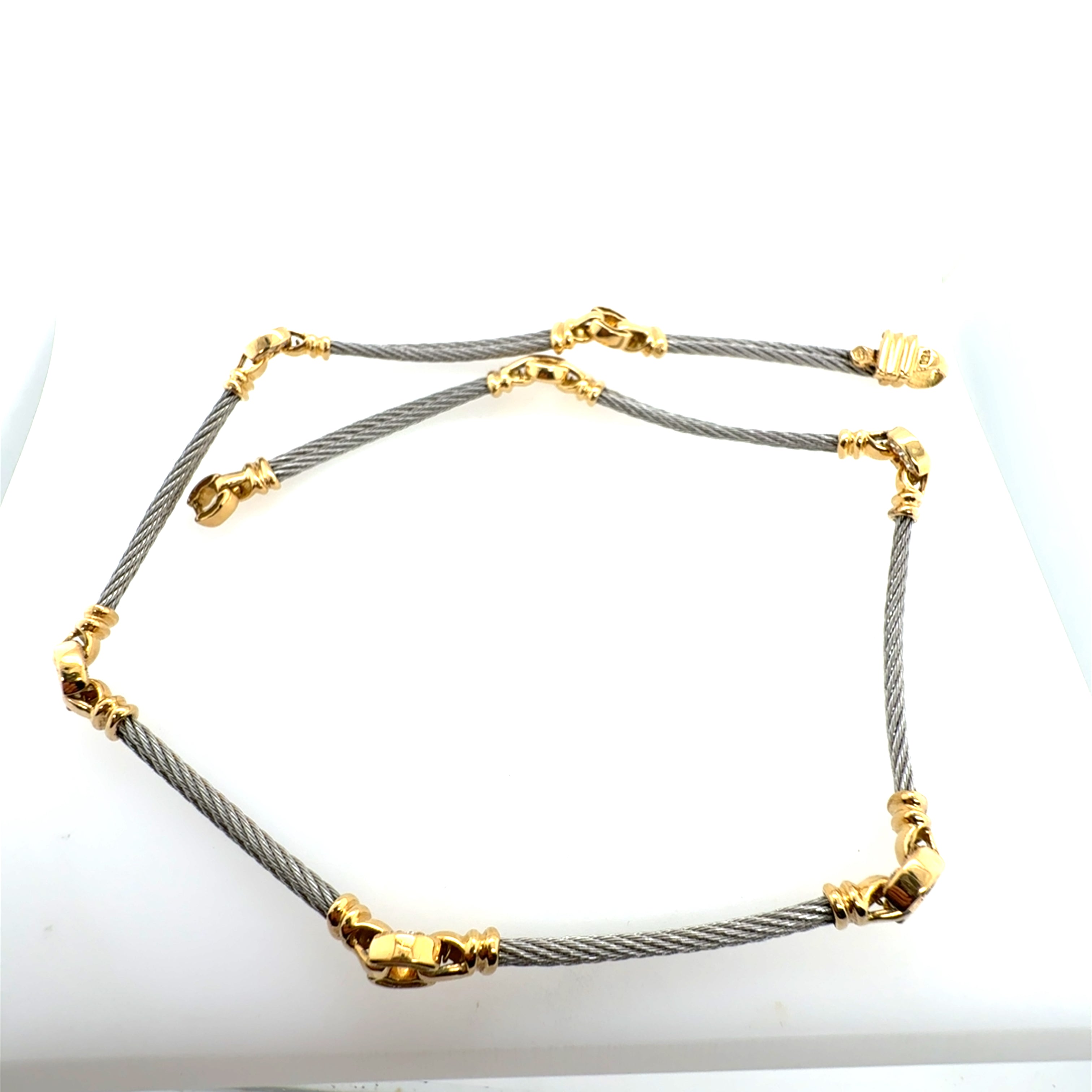 Retro Gold & Steel 0.6 Carat Natural Diamond Statement Necklace Circa 1985