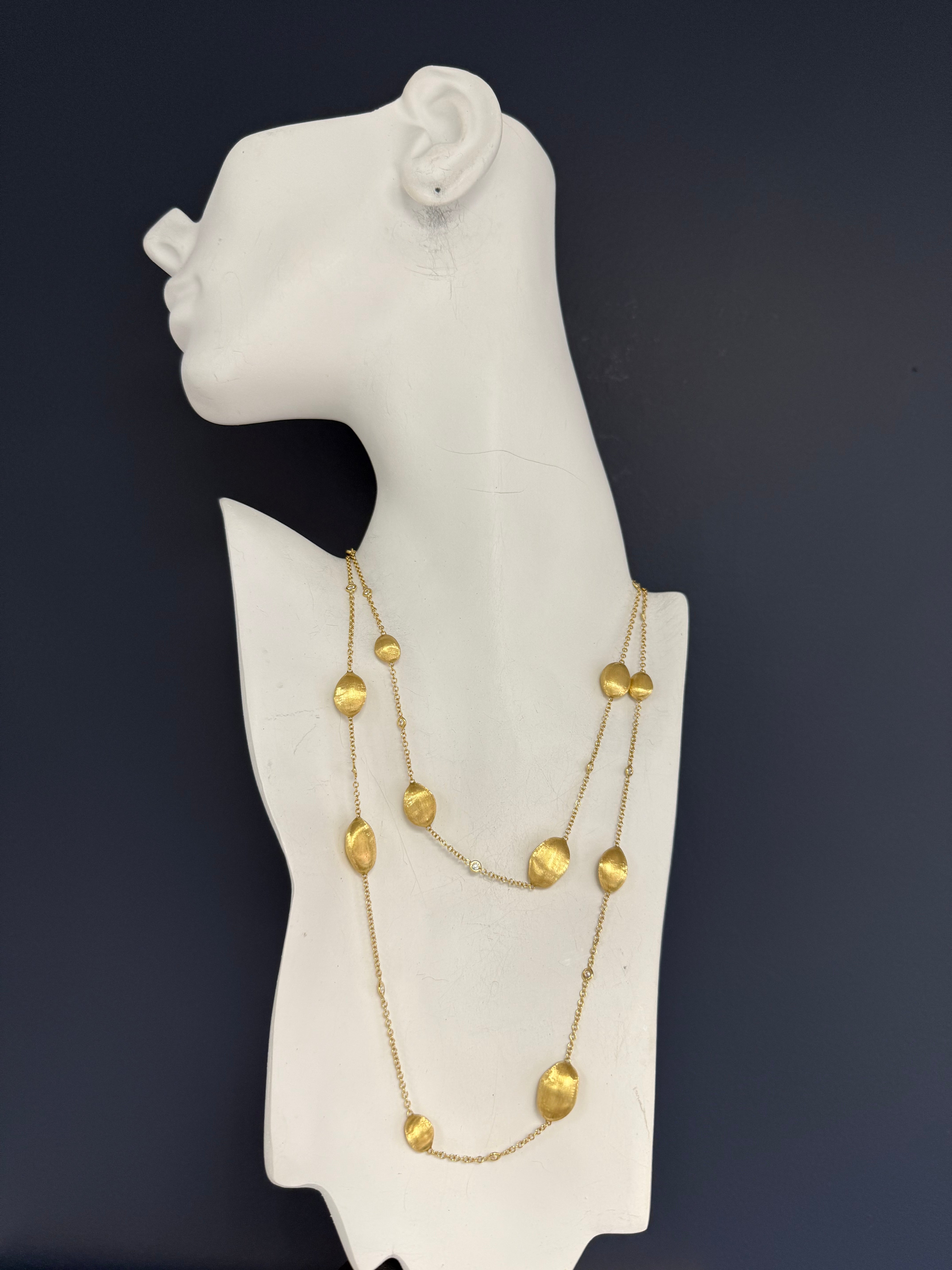Modern Gold 1 Carat Natural Diamond 36-Inch Necklace by Marco Bicego Italy
