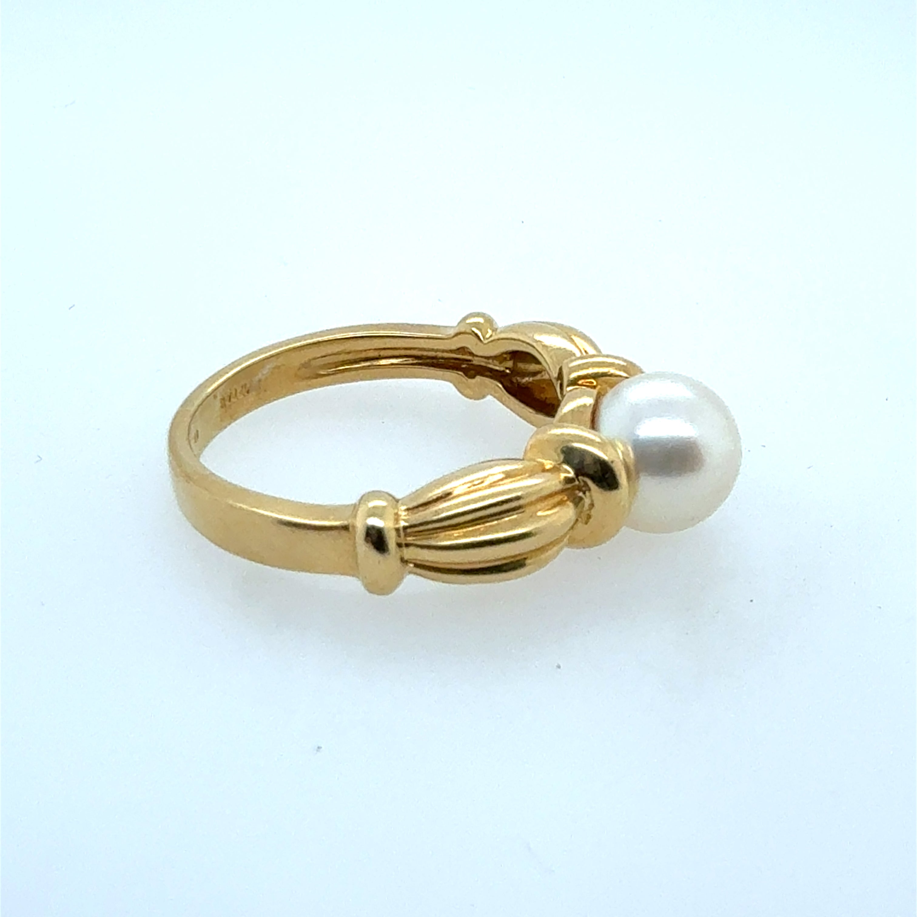 Retro Yellow Gold 7 mm South Sea Cultured Pearl Statement Ring Circa 1980