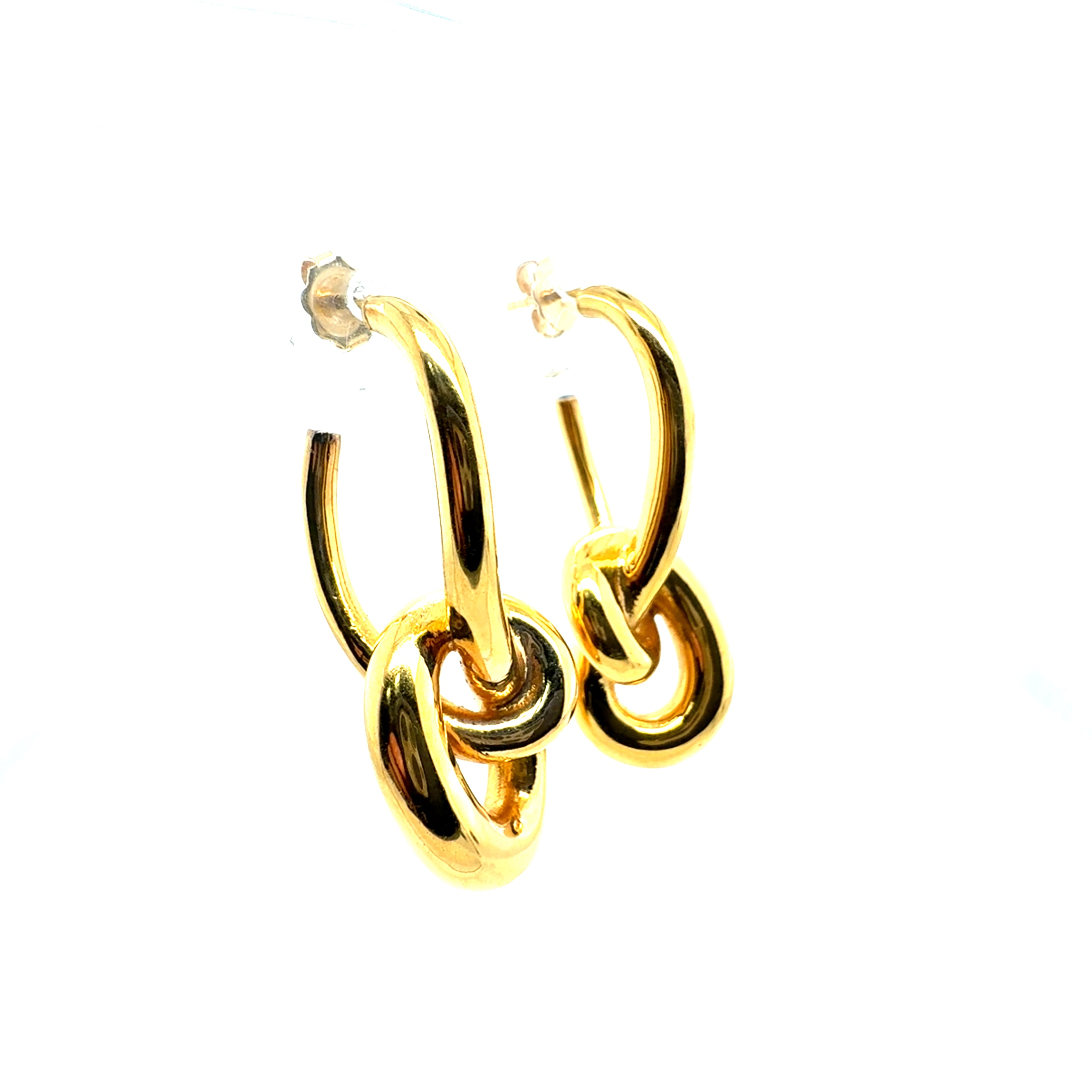 Retro 14K Yellow Gold Tubular Twist Drop Earrings