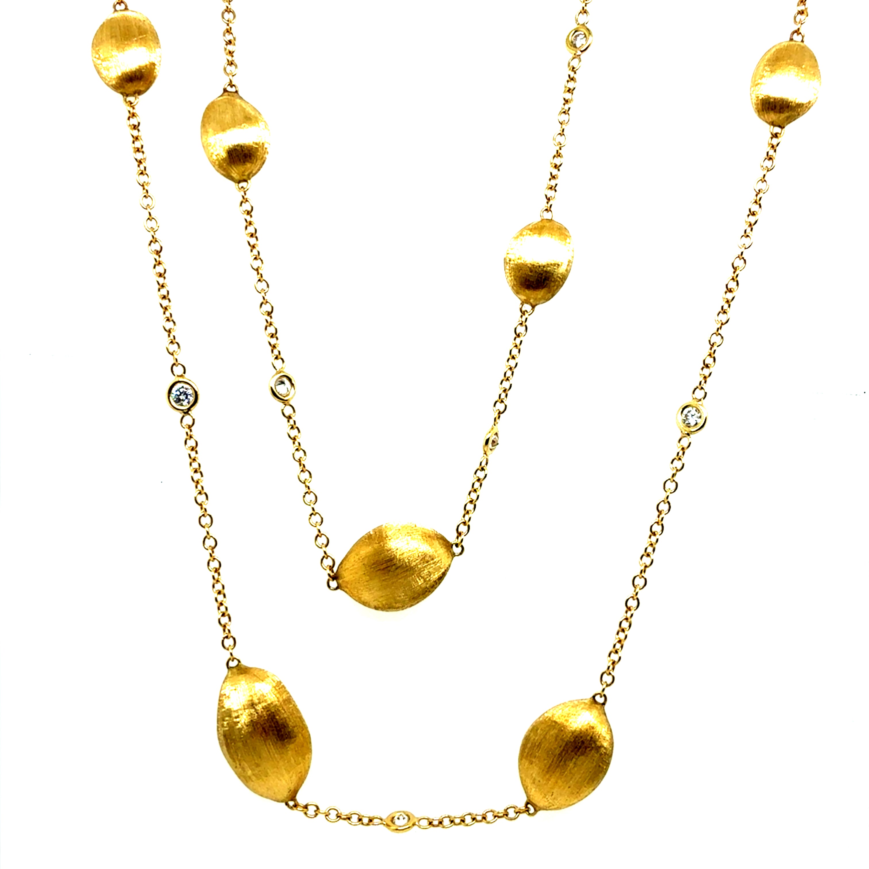 Modern Gold 1 Carat Natural Diamond 36-Inch Necklace by Marco Bicego Italy