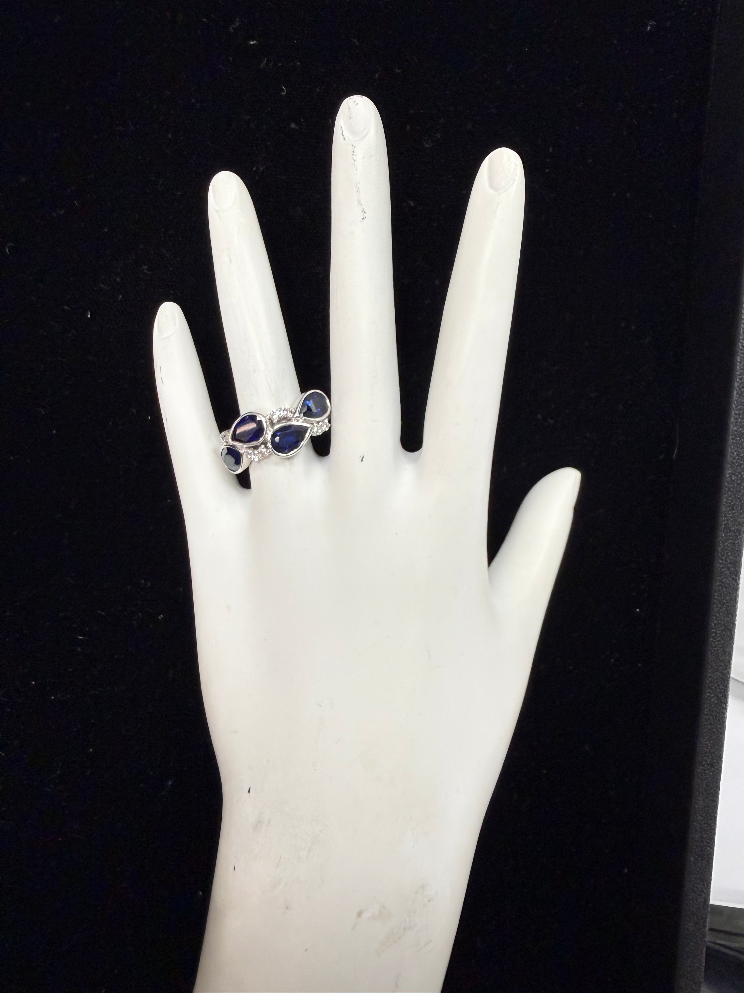 Modern Gold 4.75 Carat Natural Royal Blue Sapphire & Diamond Cocktail Ring