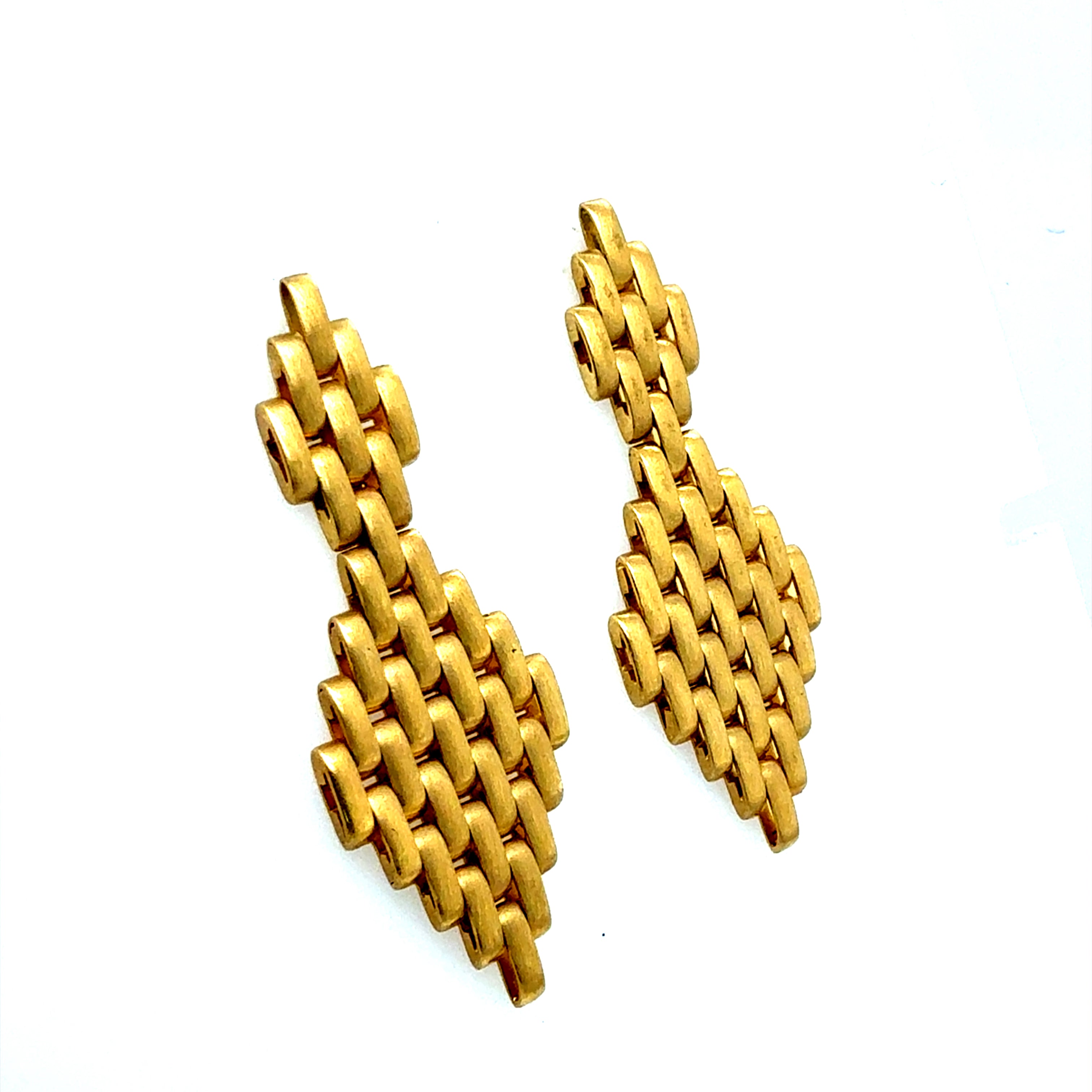 Modern 18K Yellow Gold 2-Inch Drop Statement Earrings Made in Italy