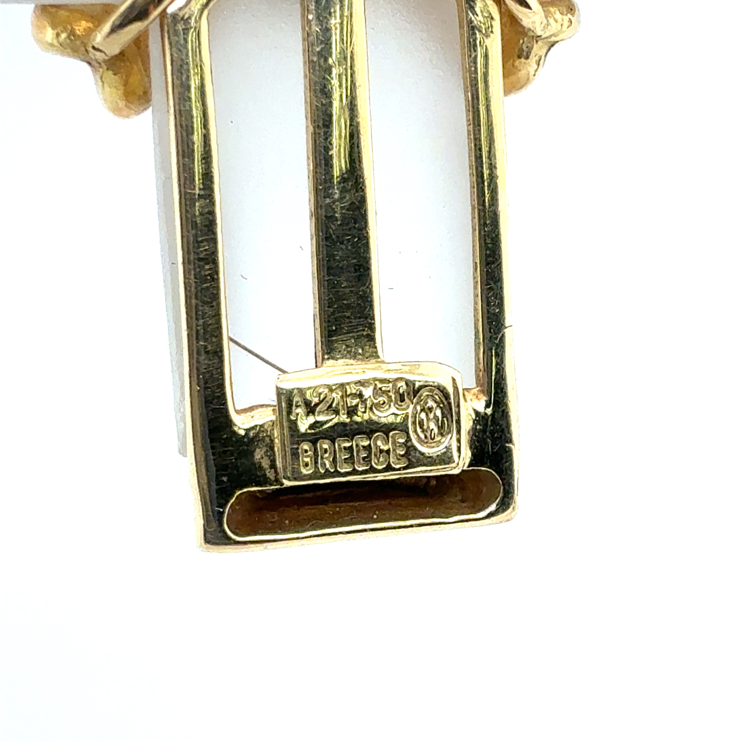 Retro Yellow Gold Natural Green Tourmaline Cab Greek Cross Statement Pendant