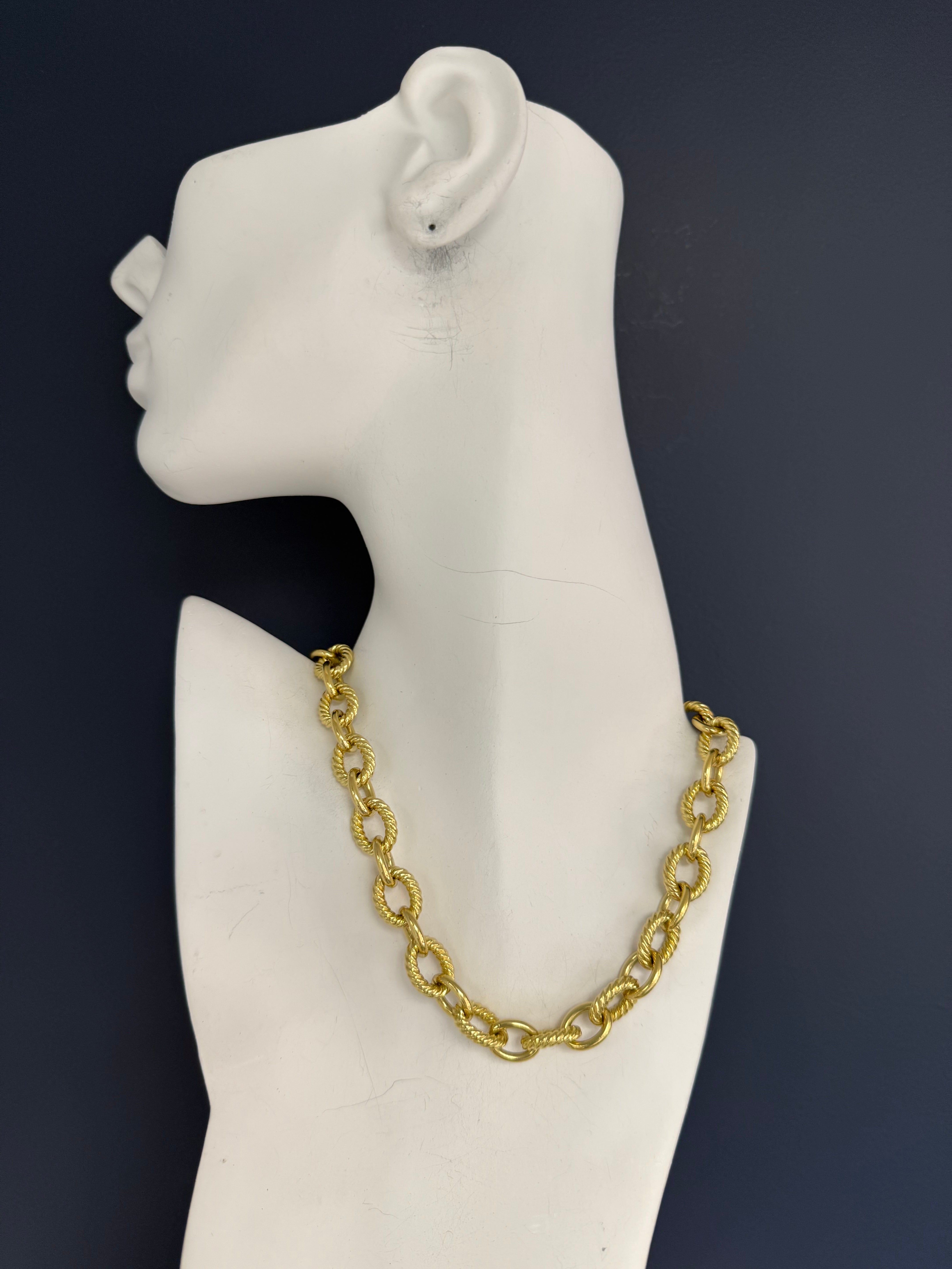 Modern 18K Gold Large Curb Link Necklace & Bracelet Set by David Yurman