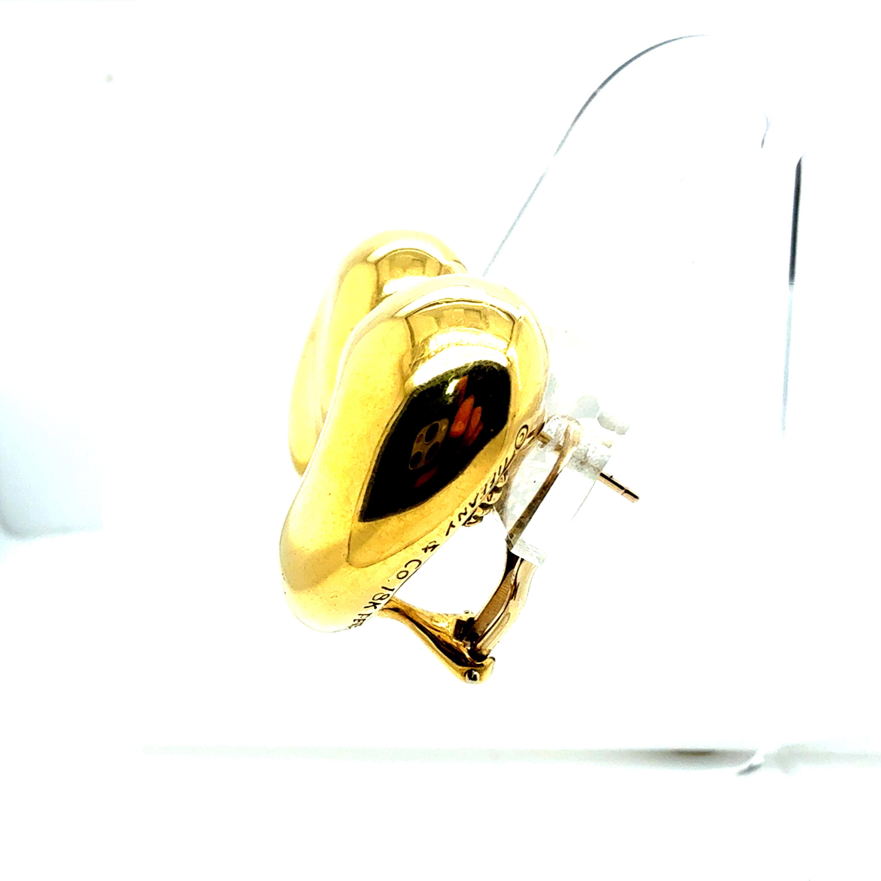 Retro Gold Tiffany & Co. Signed Peretti Thumbprint Clip Statement Earrings