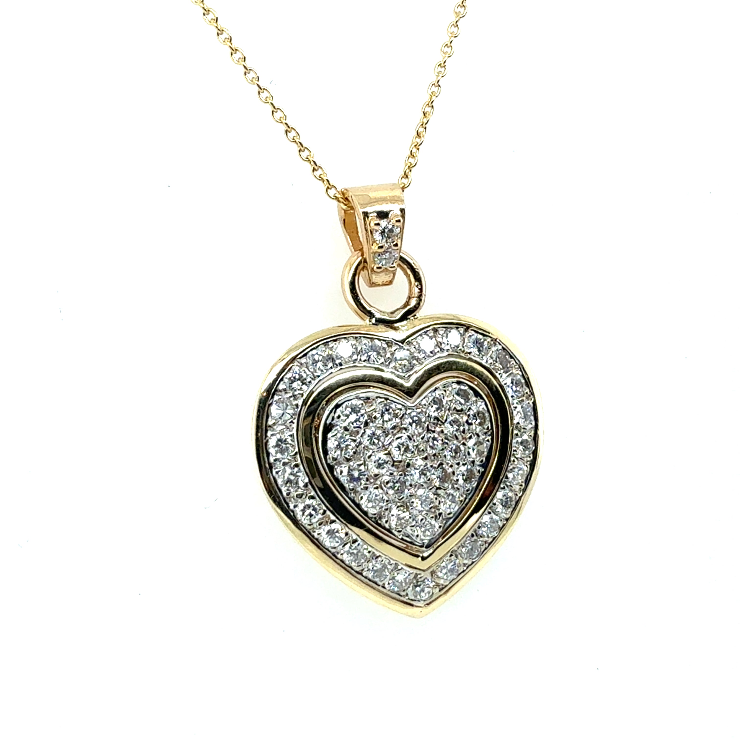 Retro Gold 1.5 Carat Natural Colorless Diamond Heart Shape Pendant