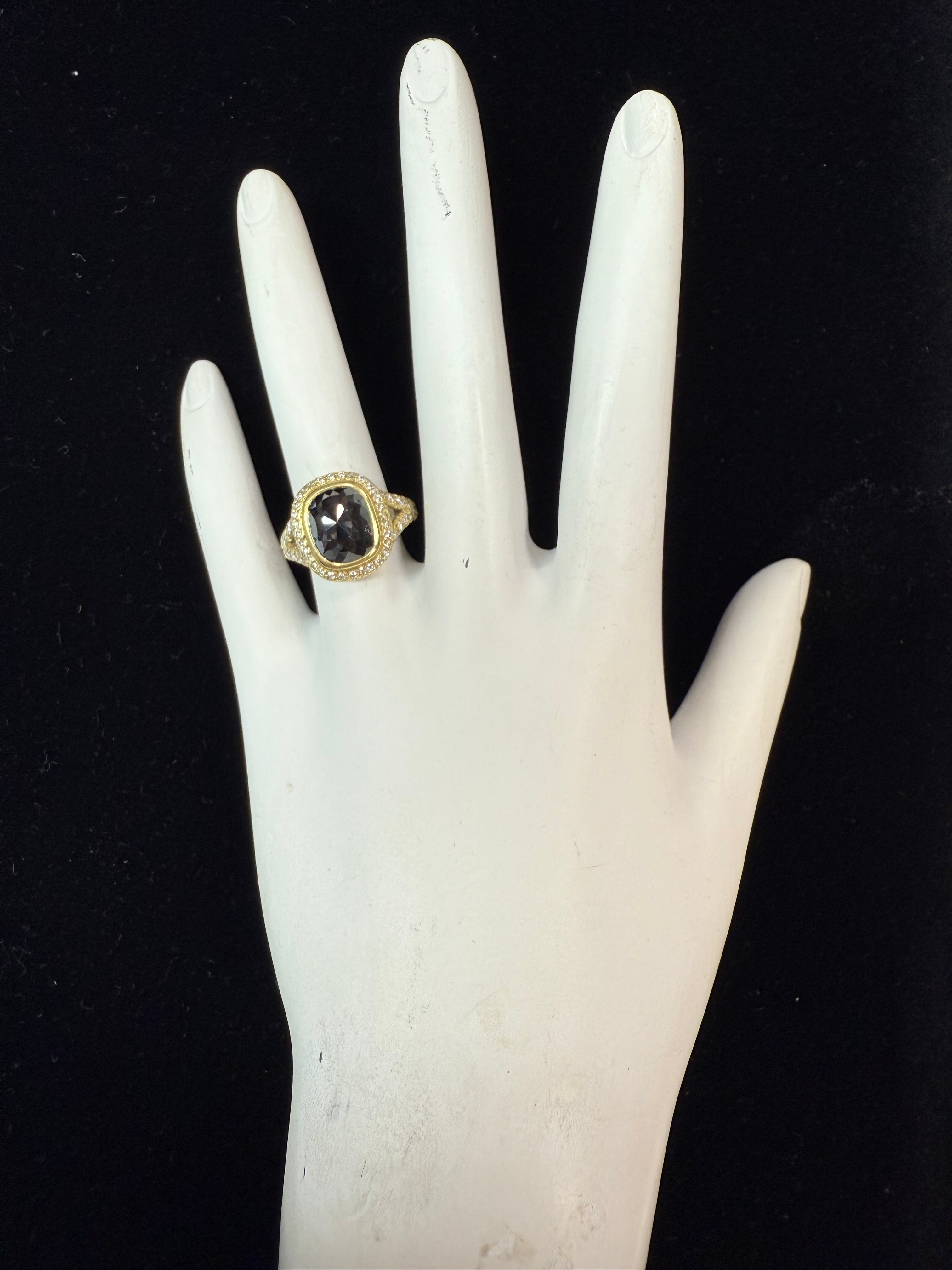 Modern Gold 2.50 Total Carat Natural Diamond & Rose Cut Statement Ring