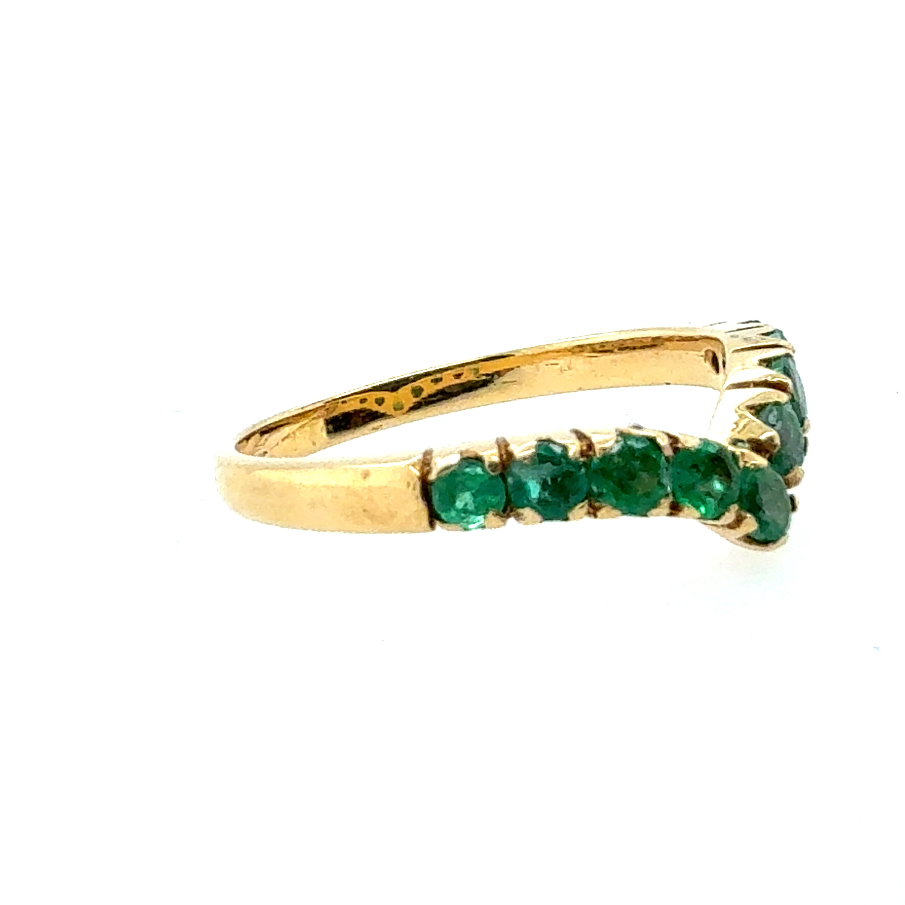 Modern Yellow Gold 0.7ct Natural Green Emerald Statement Band