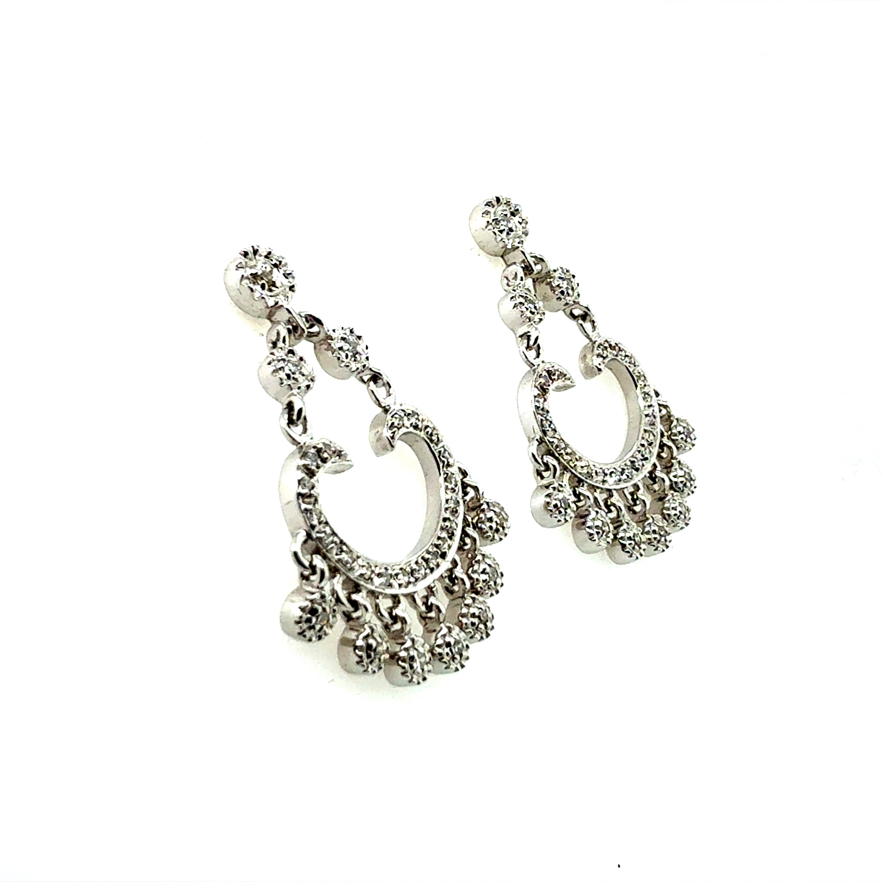 Modern Gold Natural Single Cut Colorless Diamond Drop Earrings 0.45 Carat