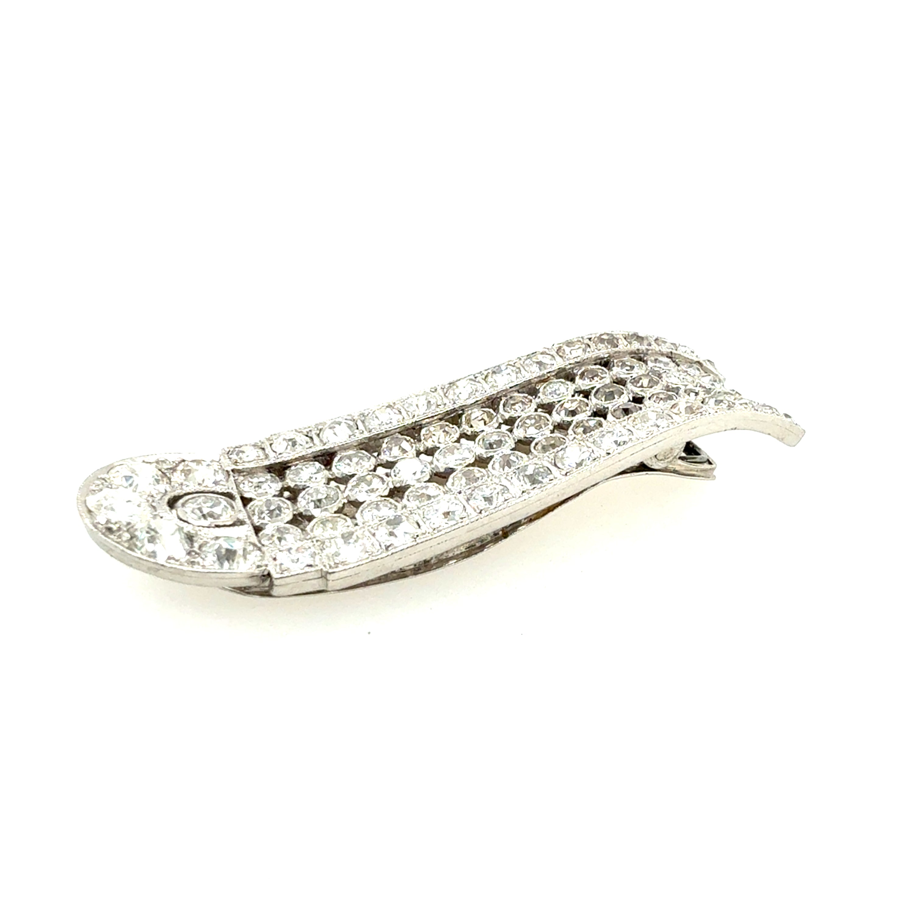 Retro Platinum 5 Carat Old Mine Natural Diamond Tie & Hair Pin Circa 1940