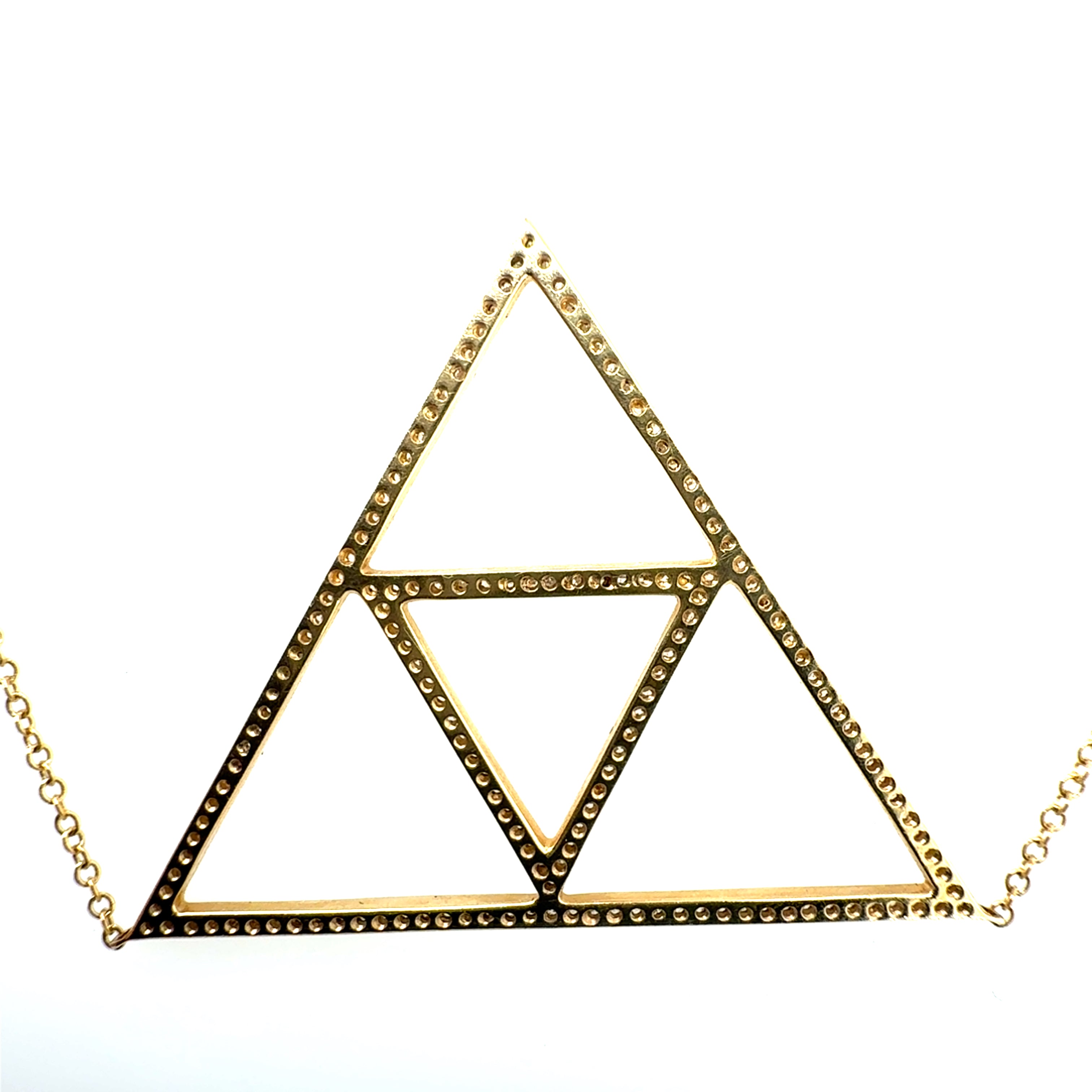 Modern 14k Yellow Gold 0.50 Carat Natural Diamond Triangular Pendant
