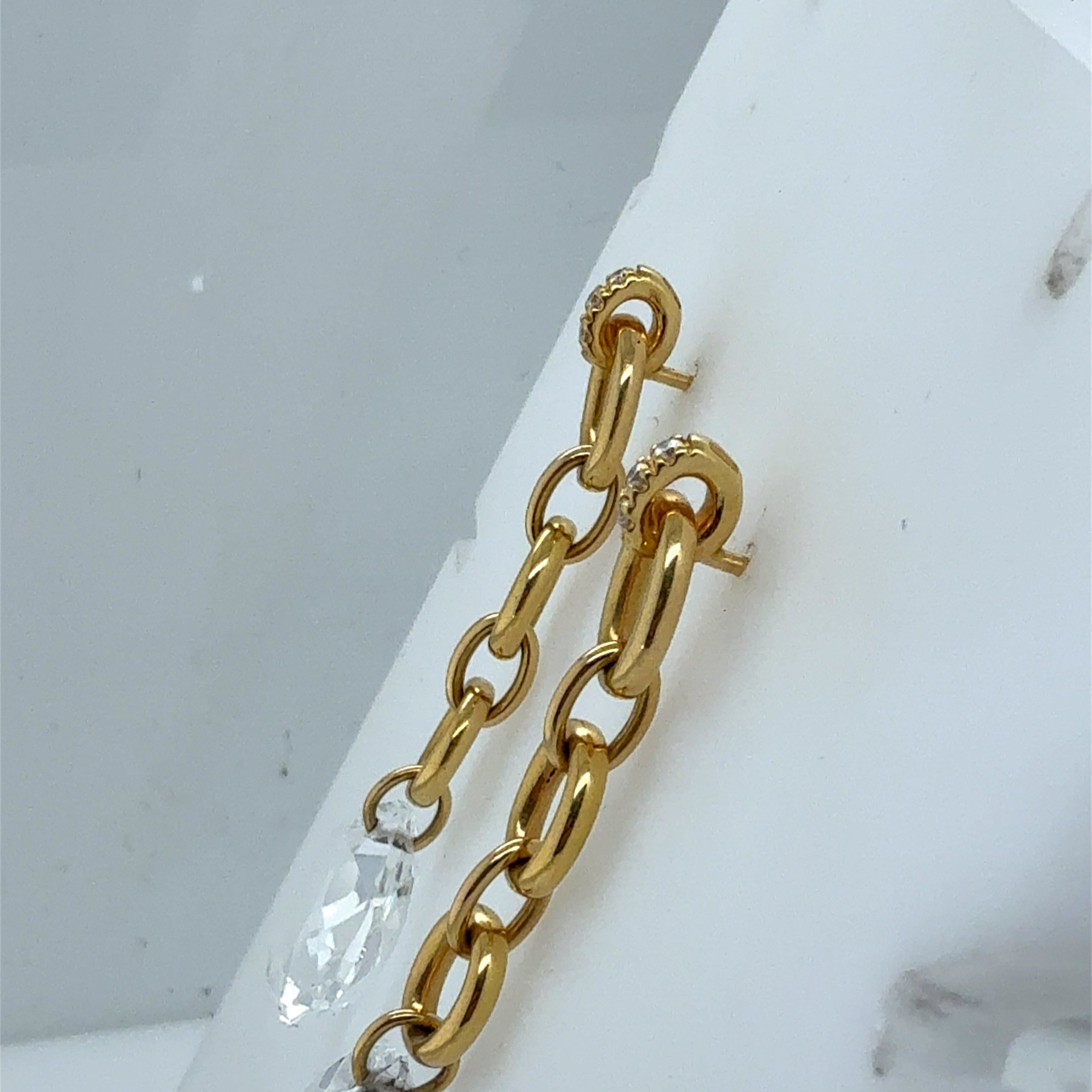 Modern Gold Natural Diamond and Rock Crystal Dangle Earrings by H. Stern