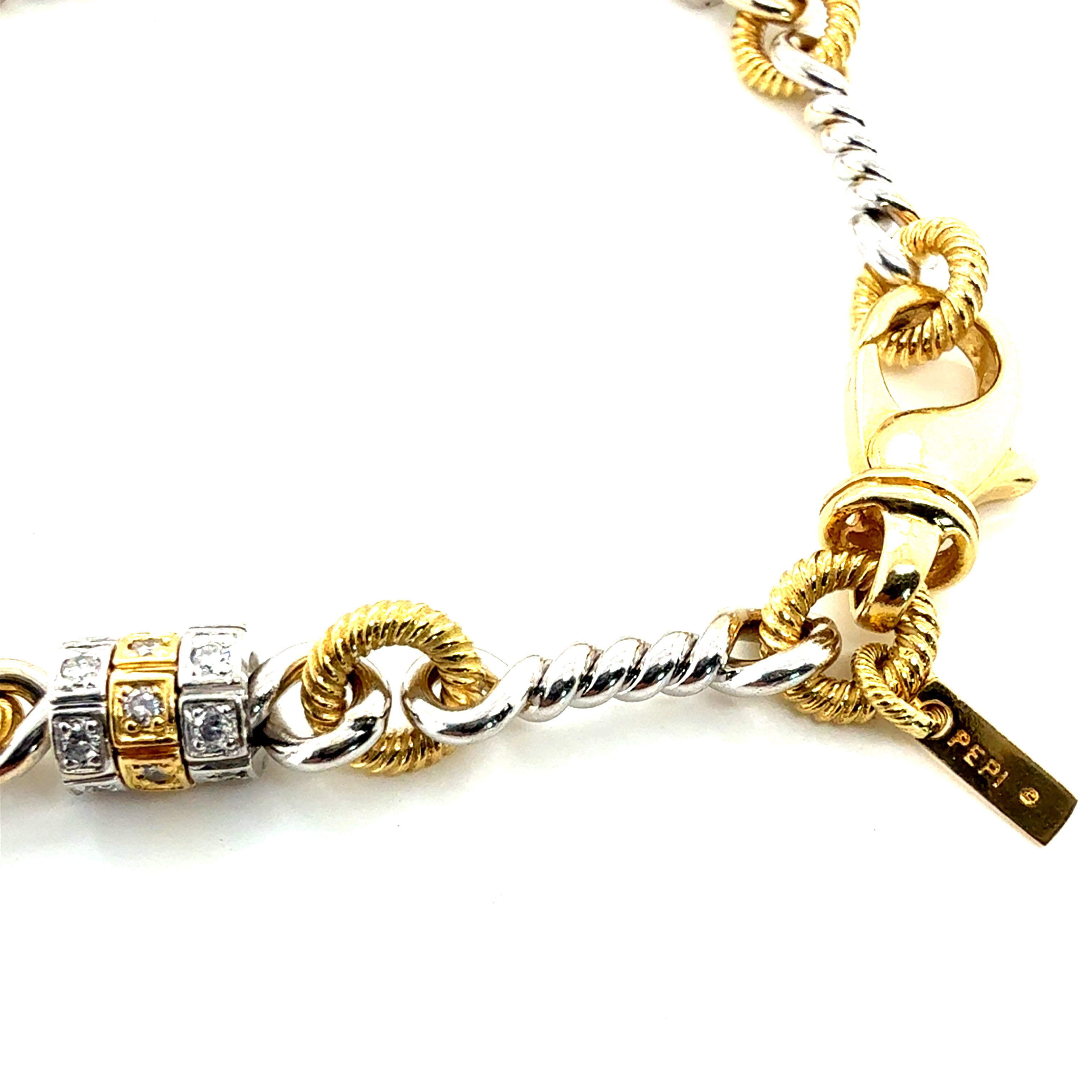 Retro Platinum and Yellow Gold 0.70 Carat Natural Diamond Bracelet by Pepi