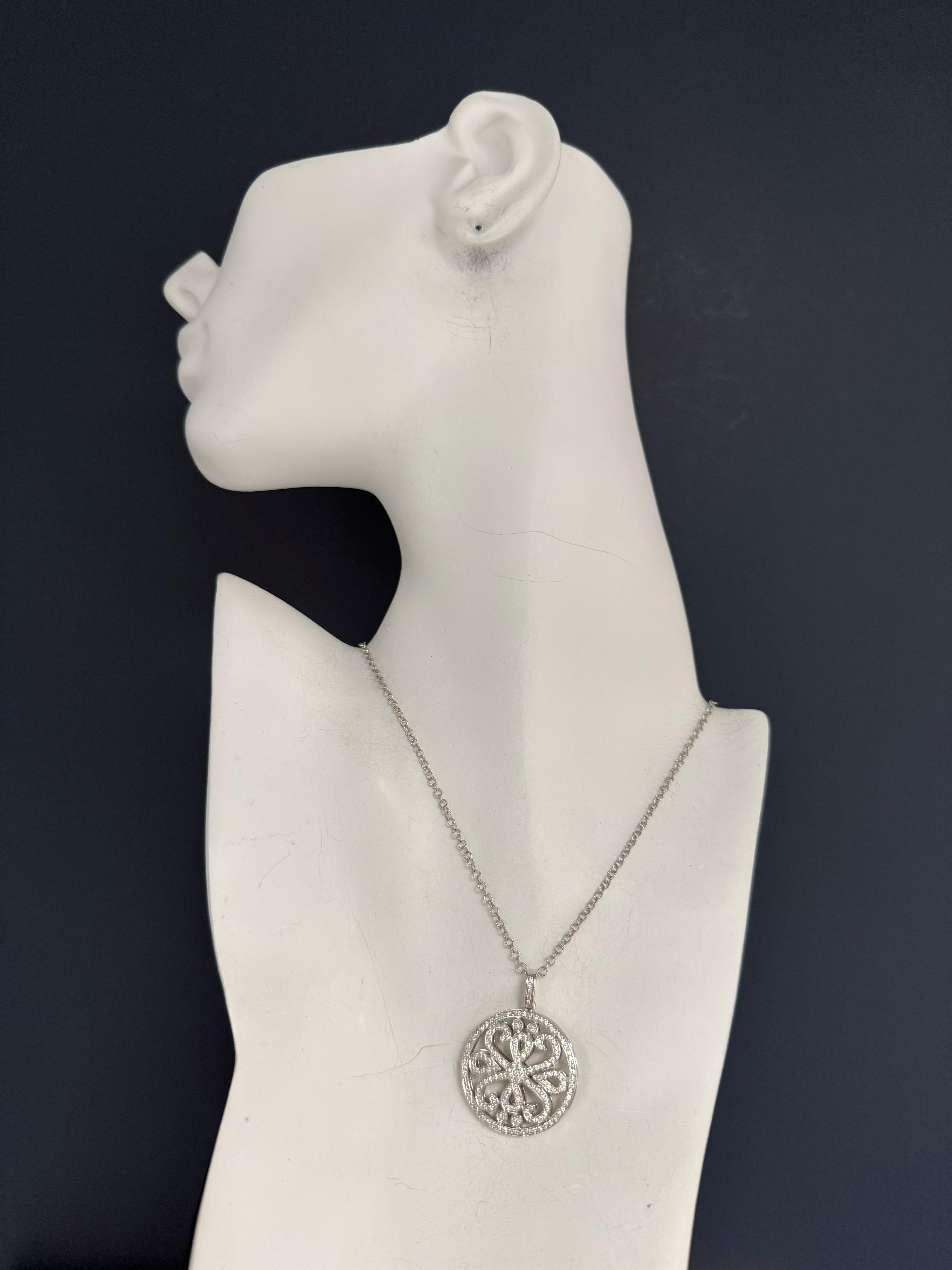Modern White Gold 1 Carat Natural Round Diamond Medallion Pendant